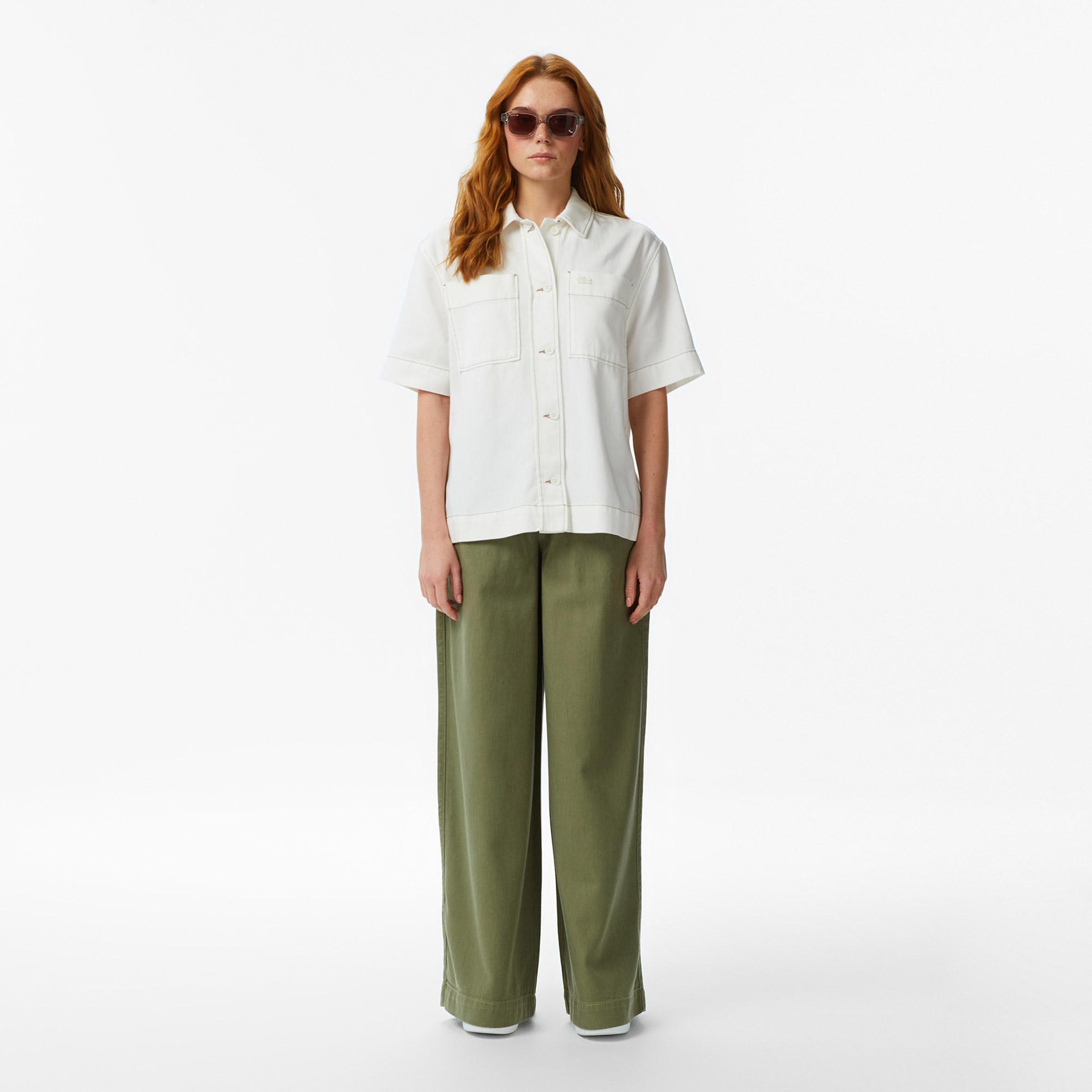 Lacoste Kadın Regular Fit Haki Jean Pantolon