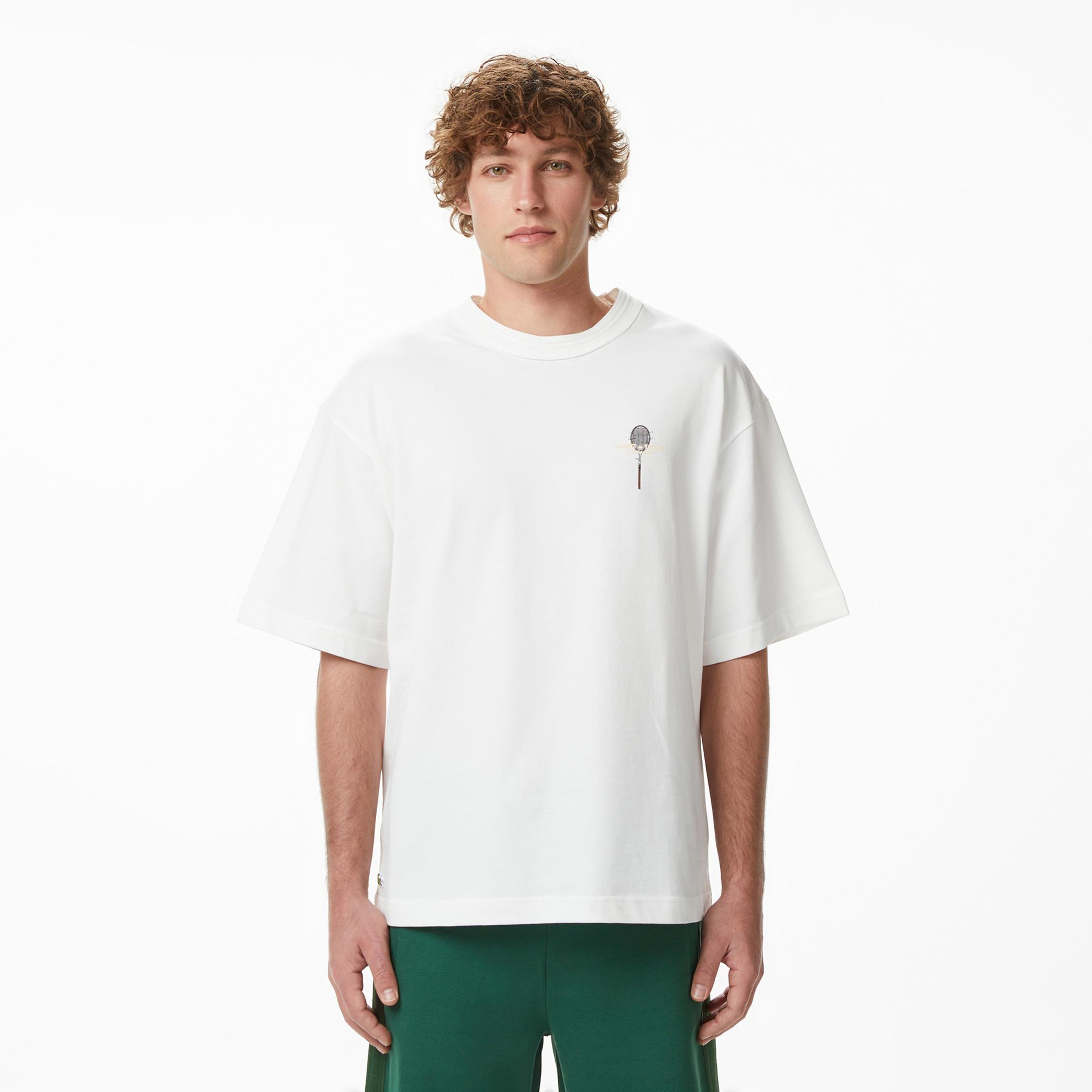 Lacoste Erkek Loose Fit Bisiklet Yaka Beyaz T-Shirt
