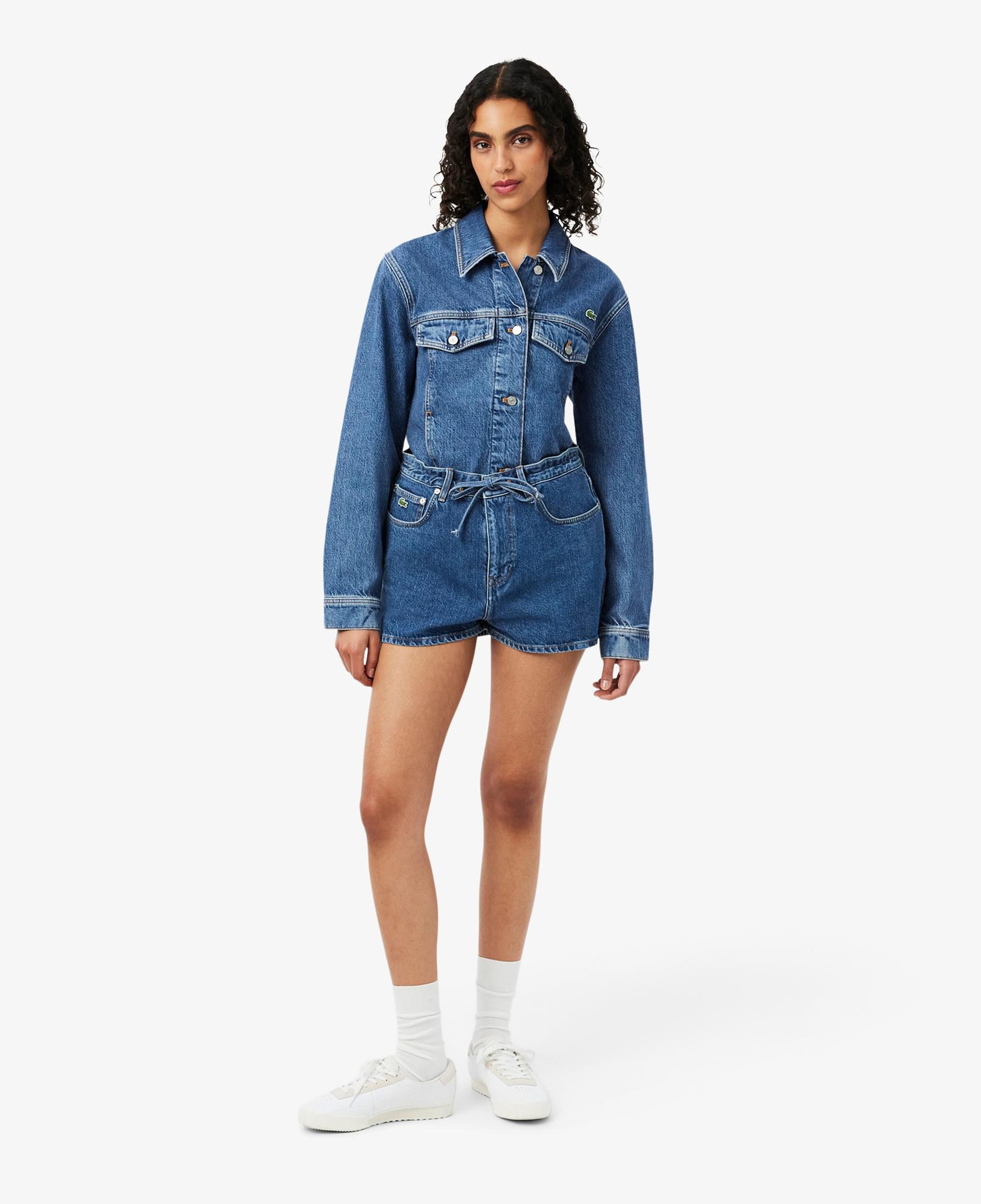 Lacoste Kadın Wide Leg Denim Lacivert Şort