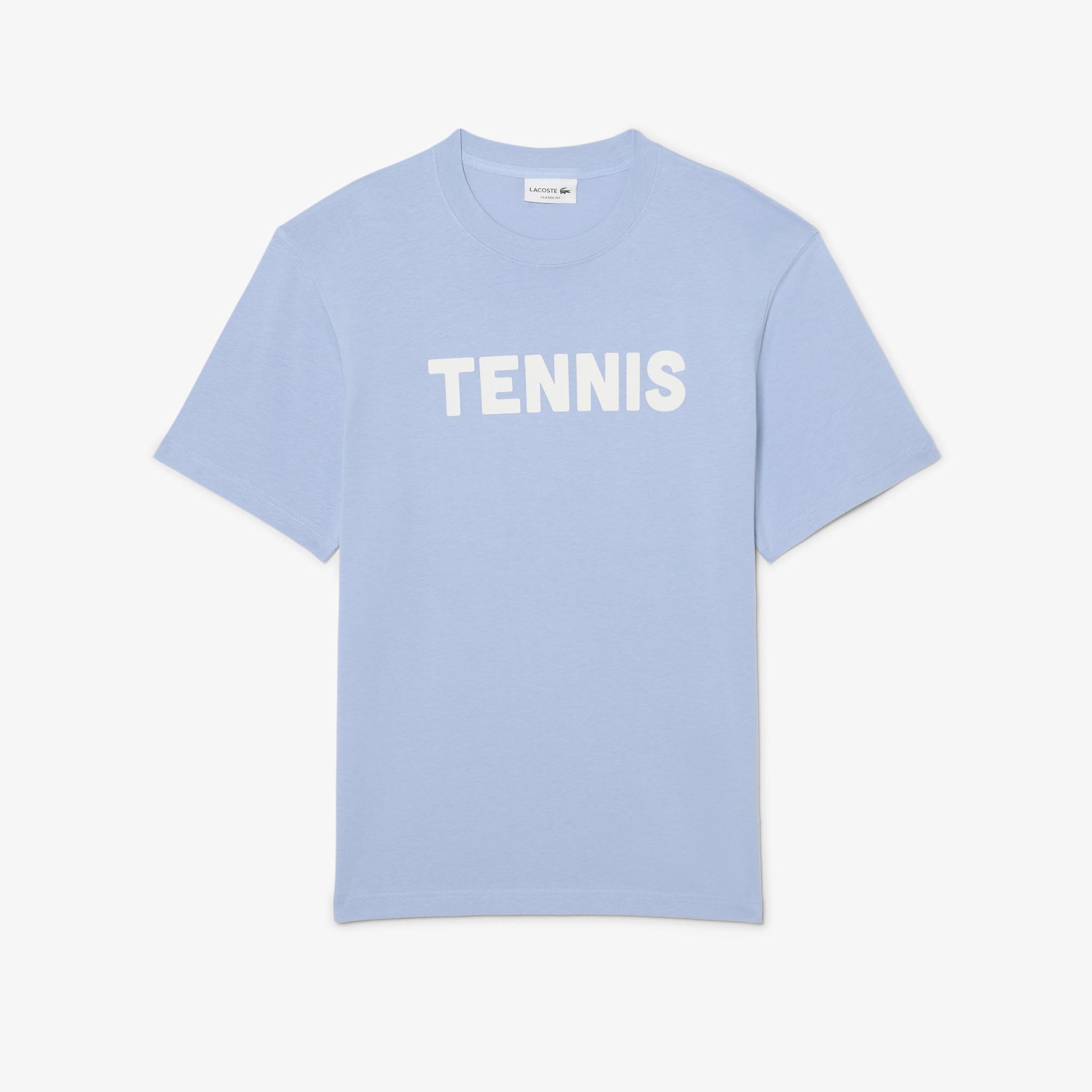 Lacoste Erkek Classic Fit Bisiklet Yaka Baskılı Mavi T-Shirt