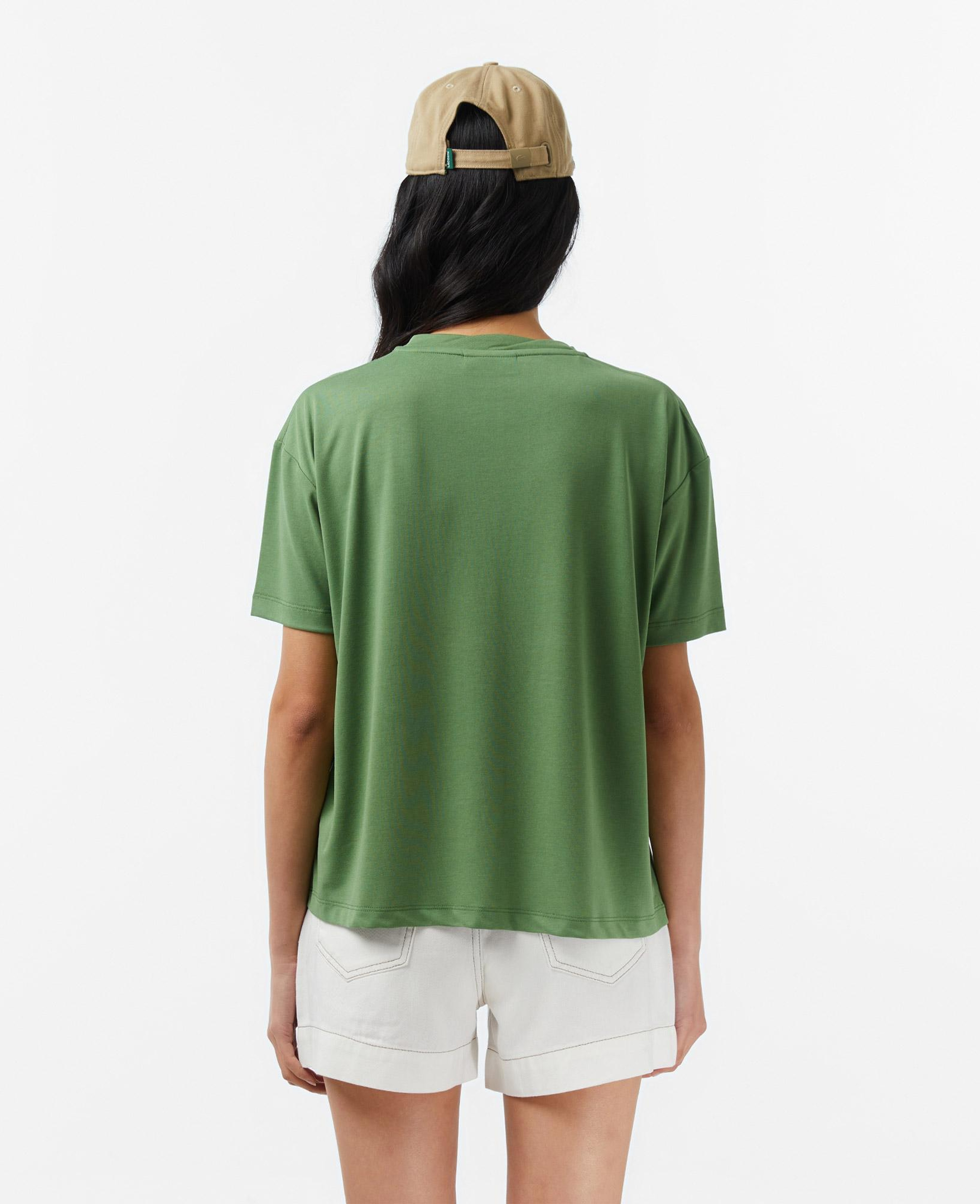 Lacoste Kadın Relaxed Fit Bisiklet Yaka Yeşil T-Shirt