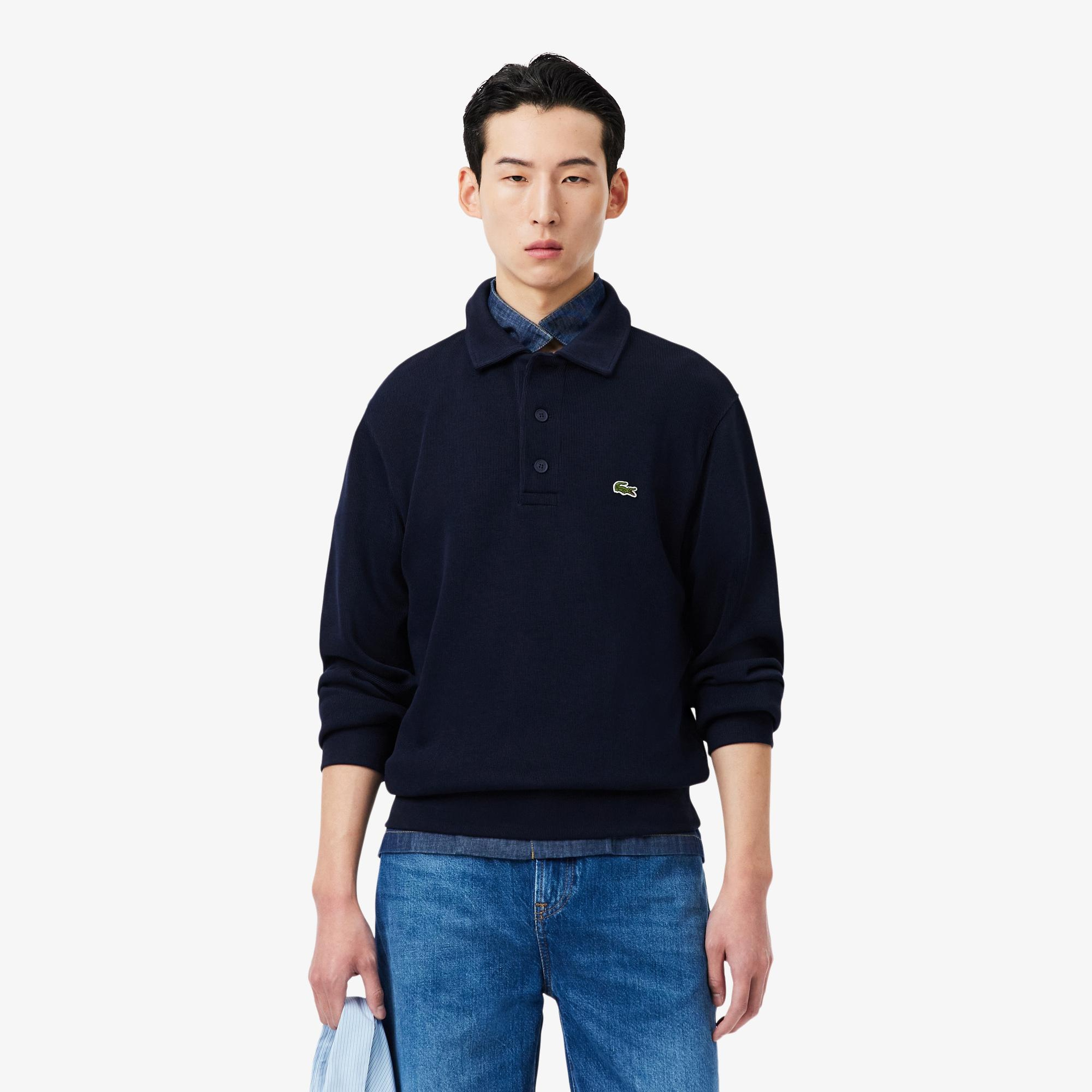 Lacoste Erkek Classic Fit Polo Yaka Lacivert Sweatshirt