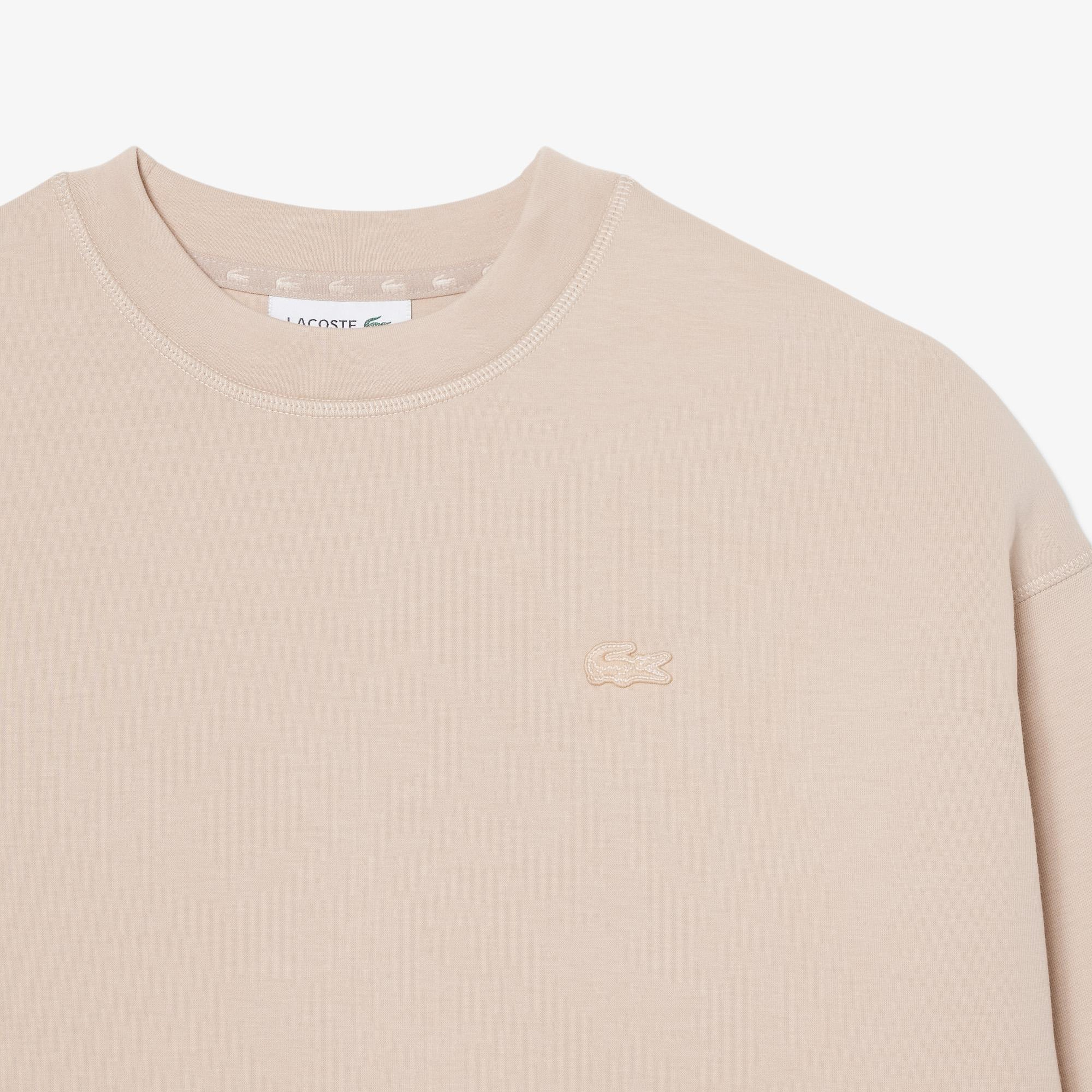 Lacoste Kadın Oversize Fit Bisiklet Yaka Bej Sweatshirt