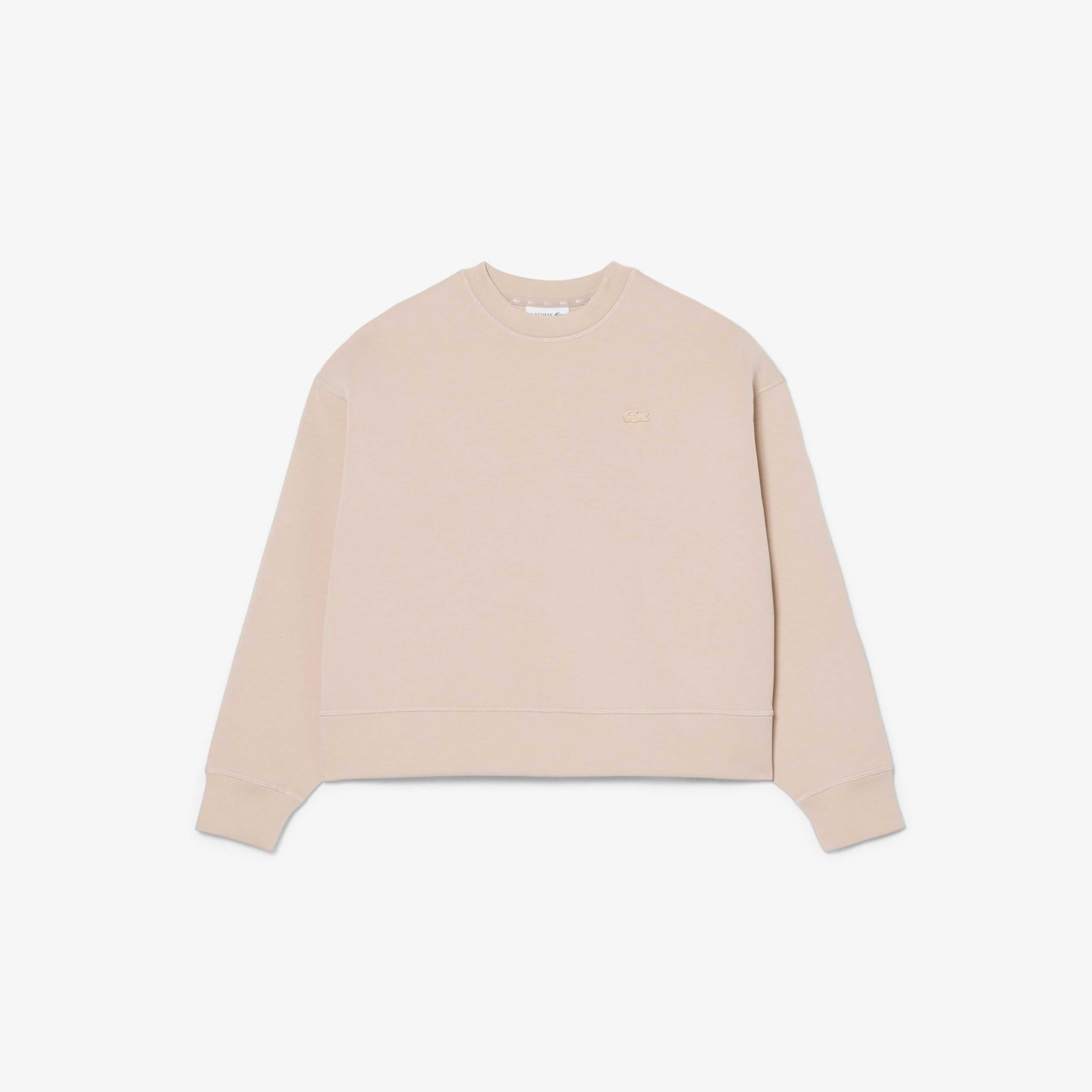 Lacoste Kadın Oversize Fit Bisiklet Yaka Bej Sweatshirt