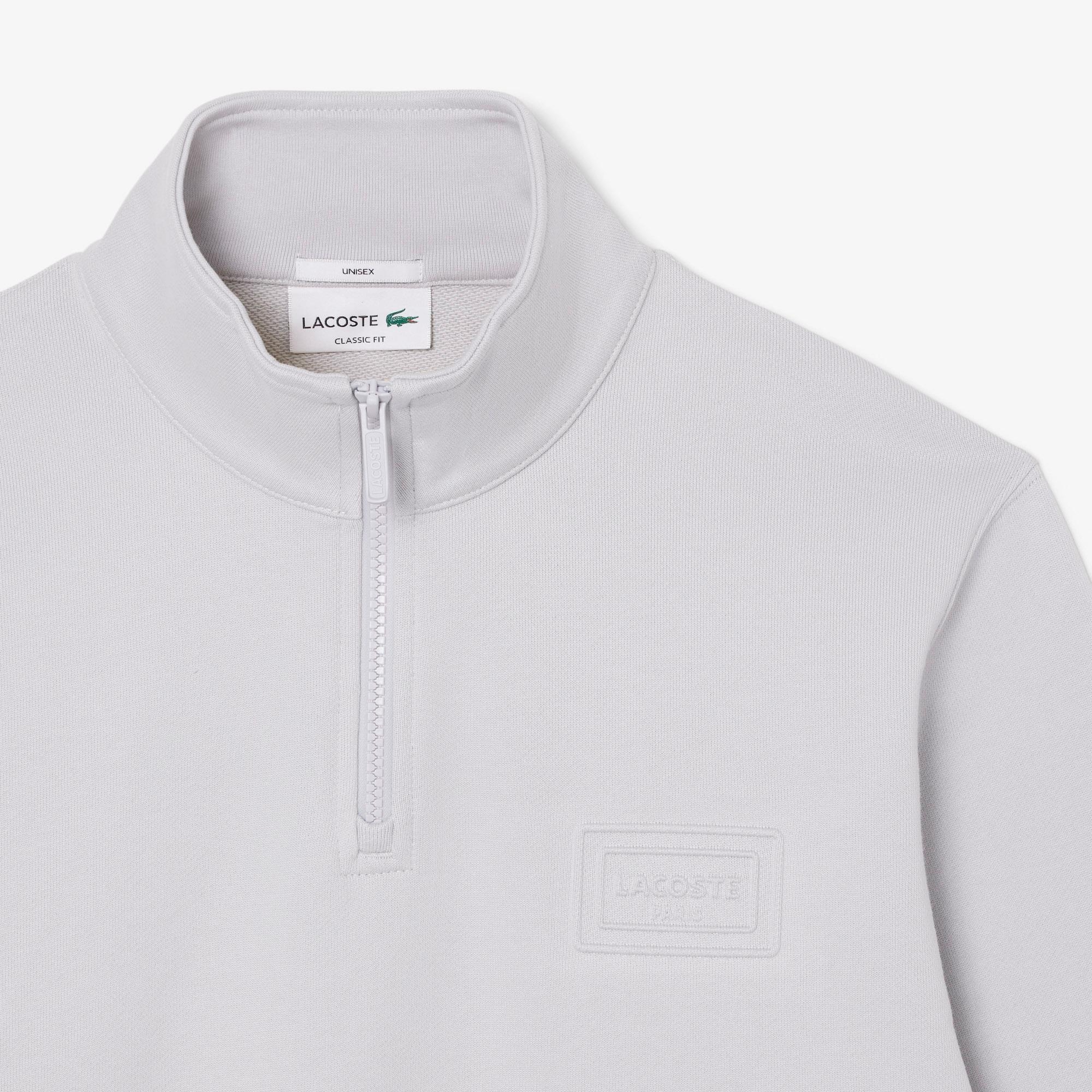 Lacoste Unisex Classic Fit Yarım Fermuarlı Gri Sweatshirt