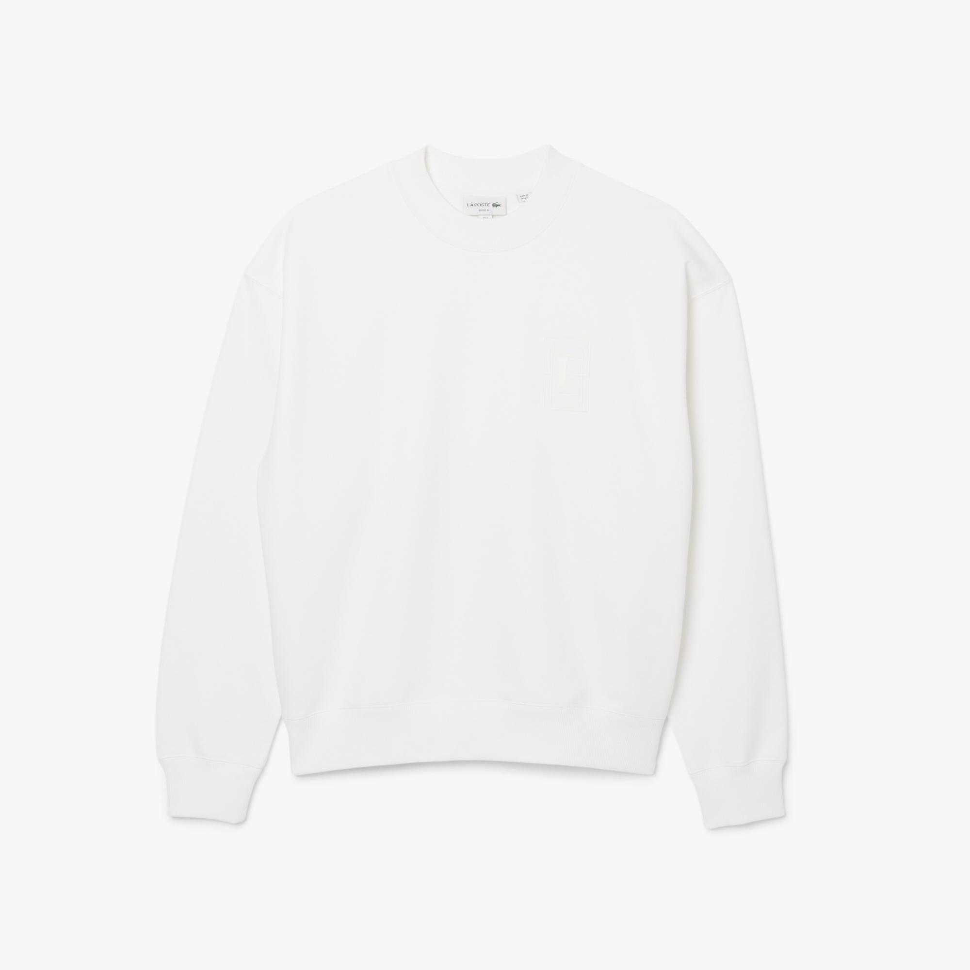 Lacoste Erkek Loose Fit Bisiklet Yaka Beyaz Sweatshirt