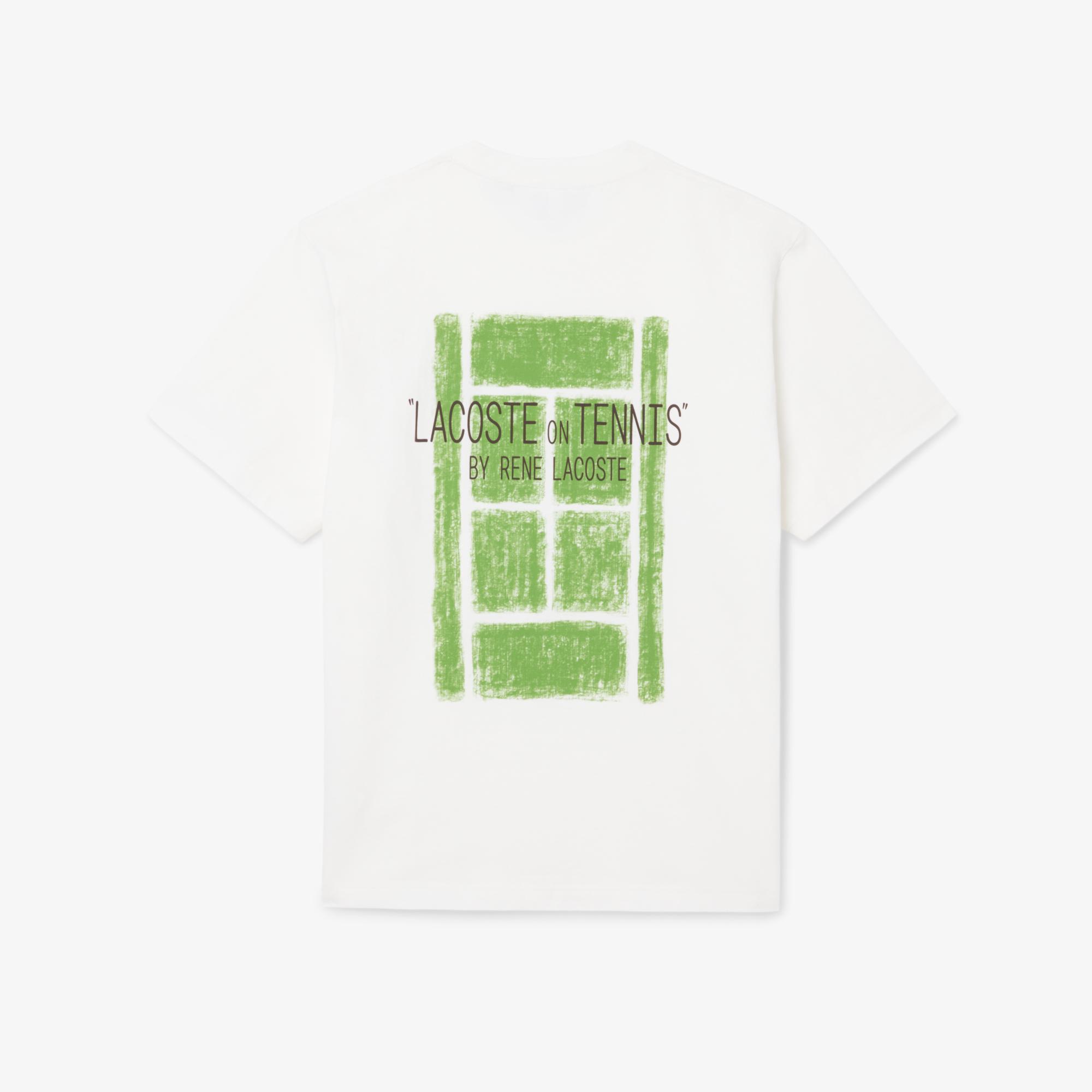 Lacoste Erkek Classic Fit Baskılı Beyaz T-Shirt