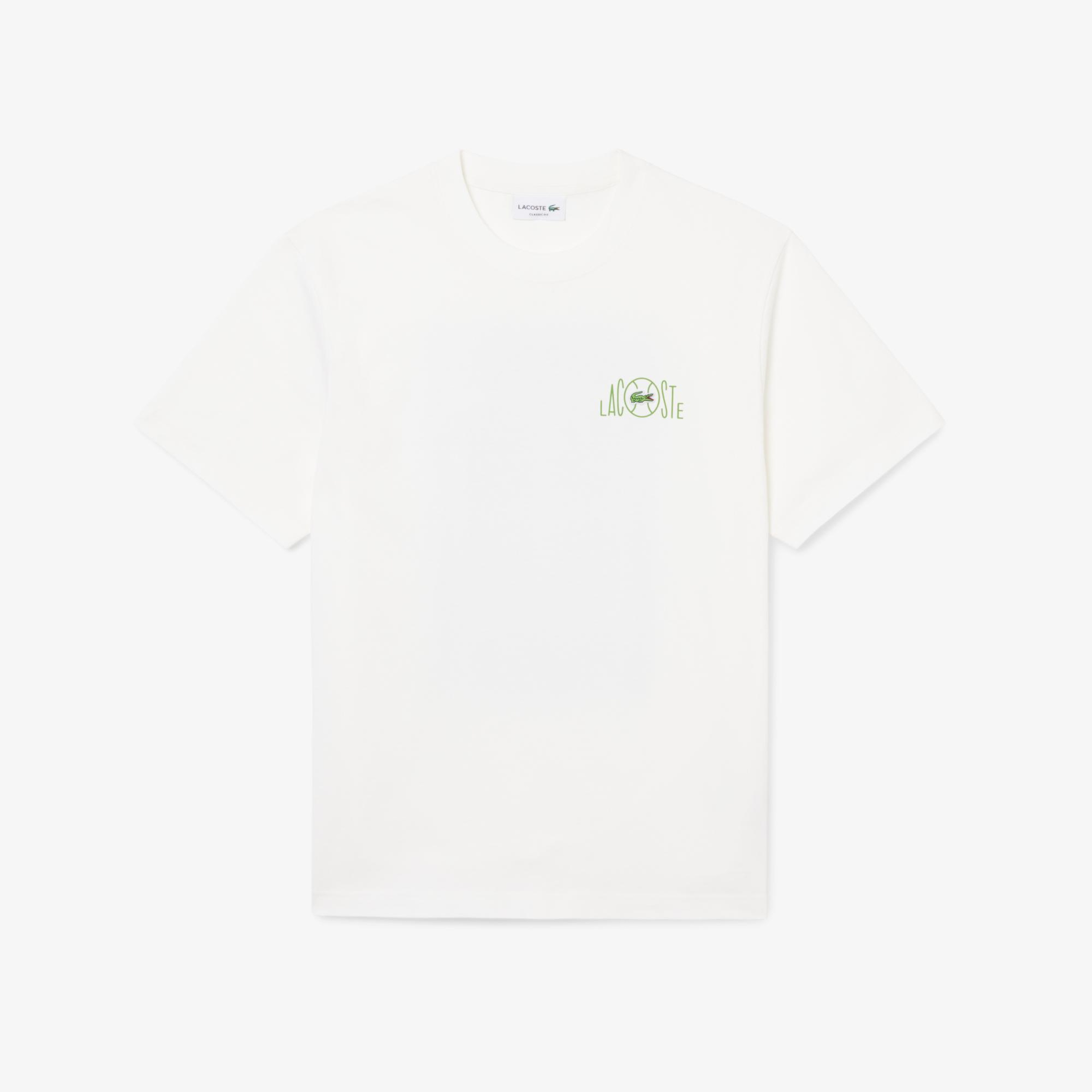 Lacoste Erkek Classic Fit Baskılı Beyaz T-Shirt