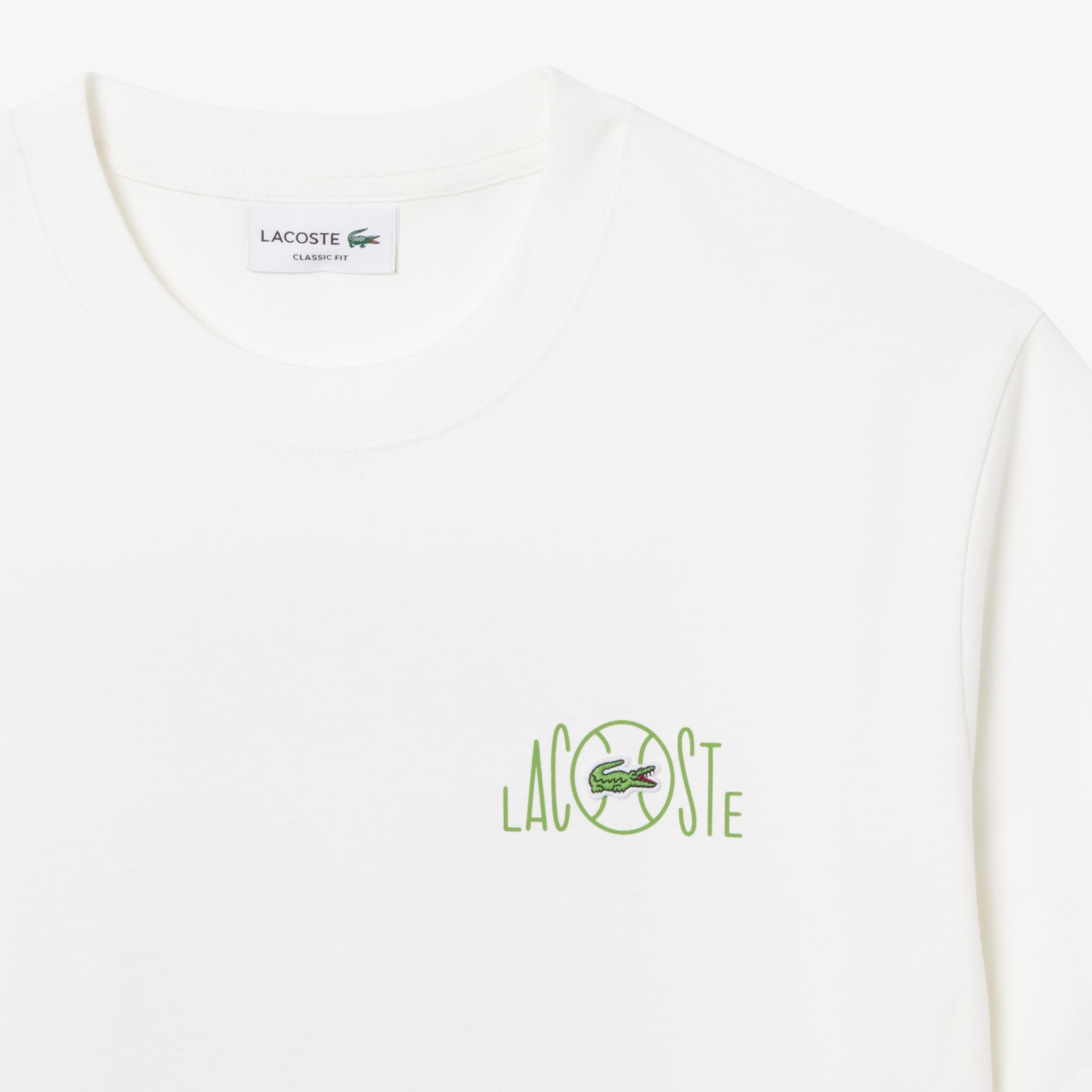 Lacoste Erkek Classic Fit Baskılı Beyaz T-Shirt