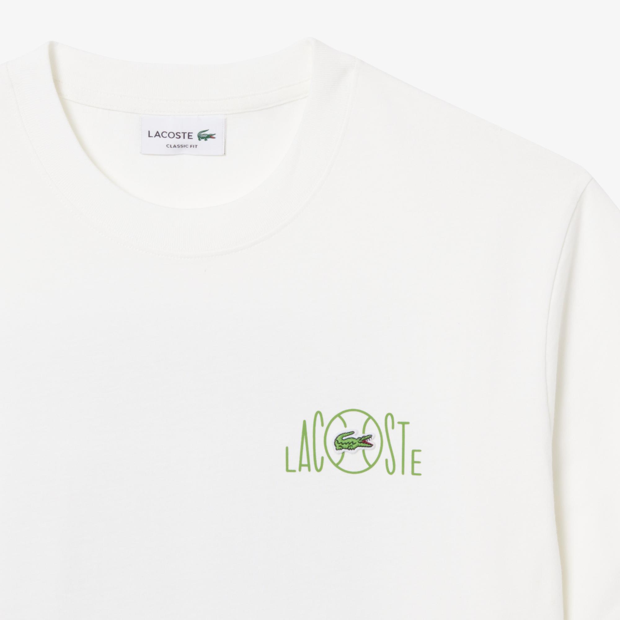 Lacoste Erkek Classic Fit Baskılı Beyaz T-Shirt
