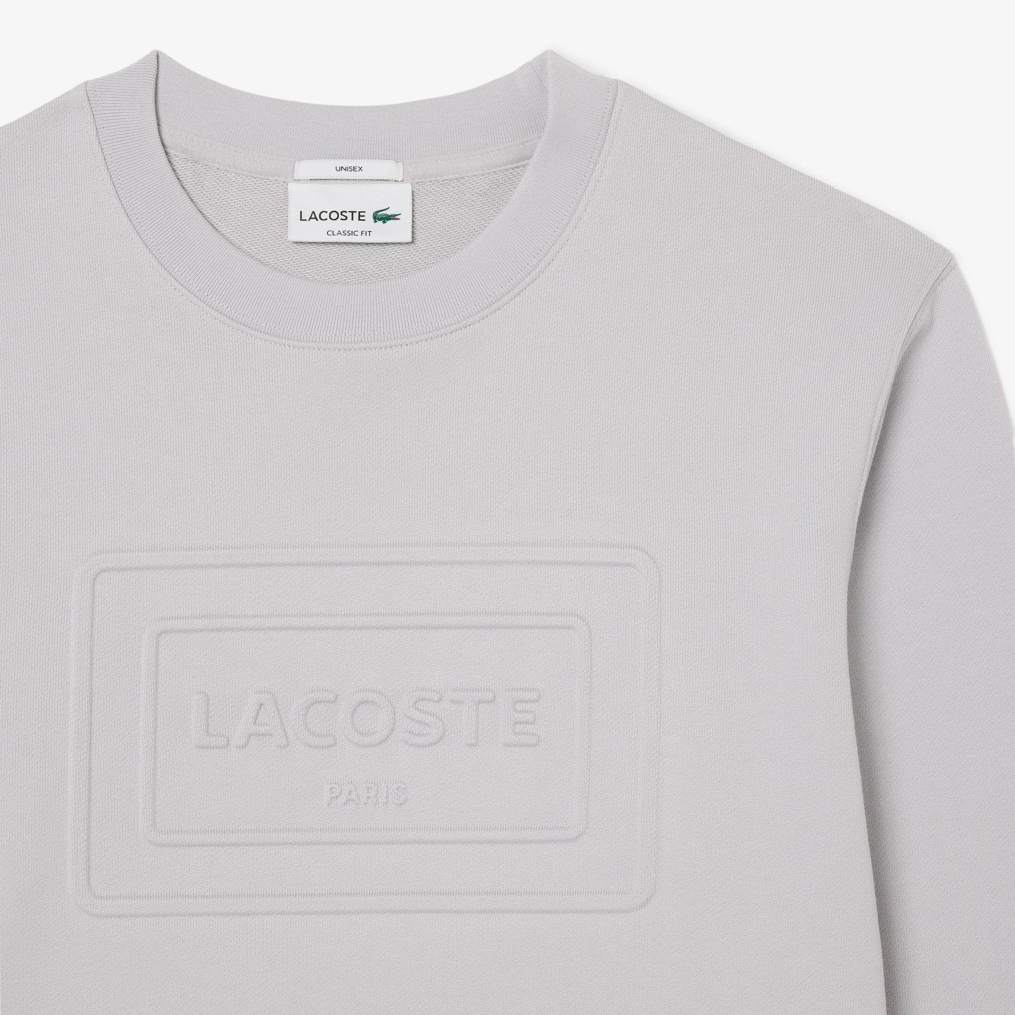 Lacoste Unisex Classic Fit Bisiklet Yaka Baskılı Gri Sweatshirt