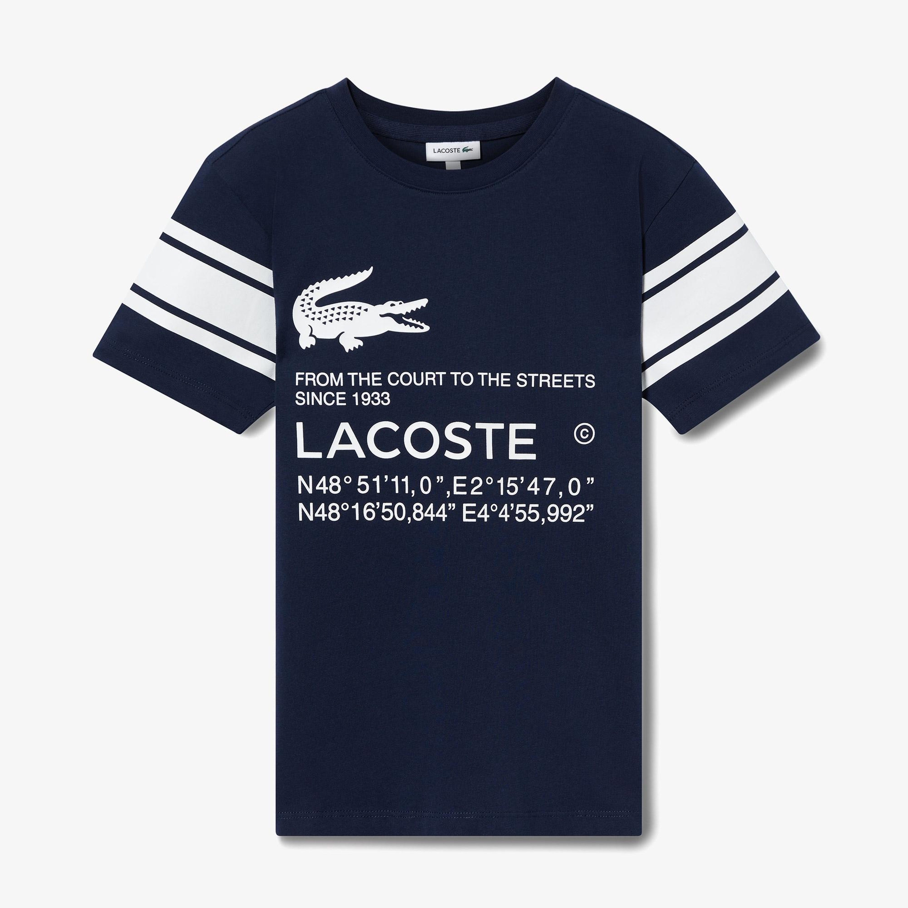 Lacoste Çocuk Bisiklet Yaka Baskılı Lacivert T-Shirt