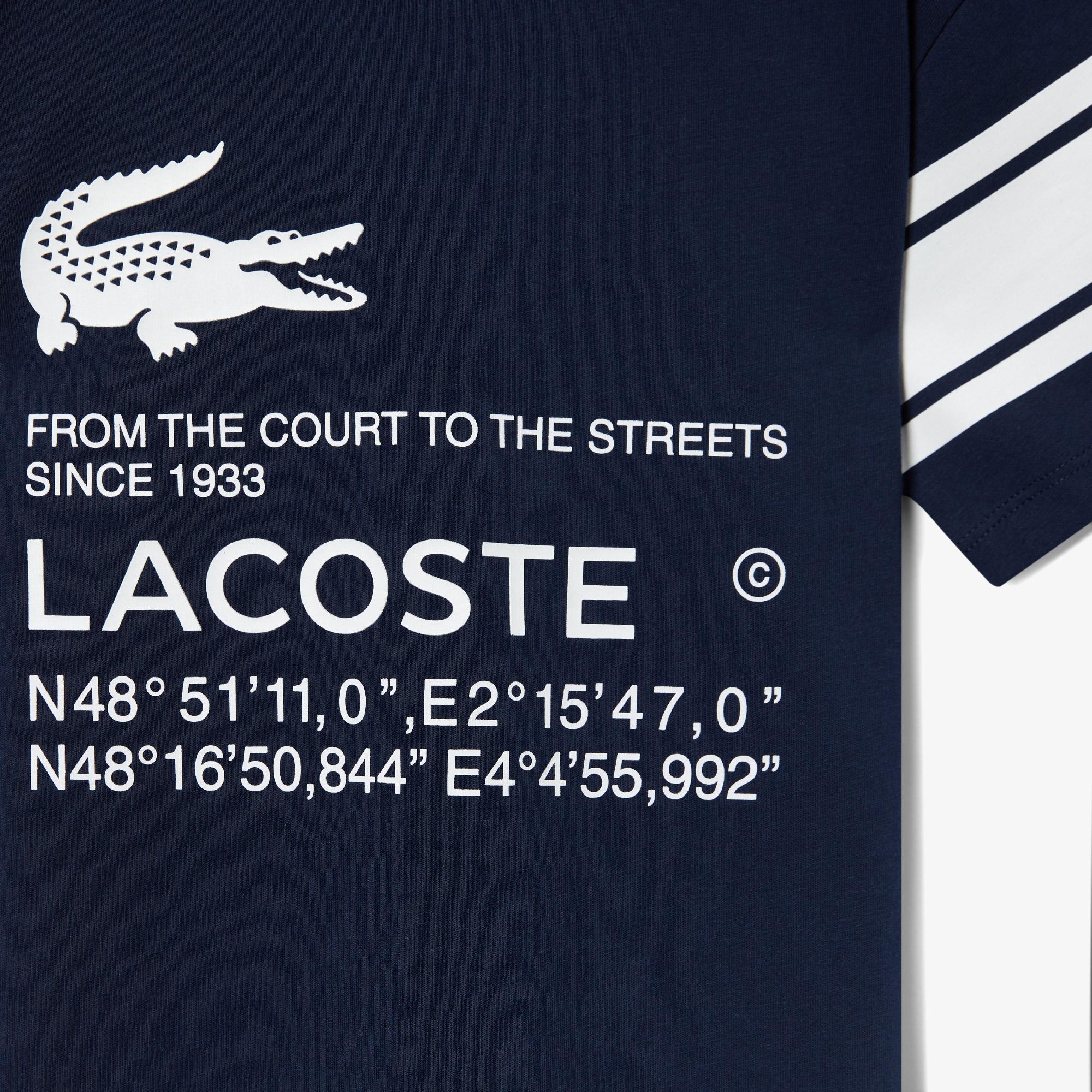 Lacoste Çocuk Bisiklet Yaka Baskılı Lacivert T-Shirt