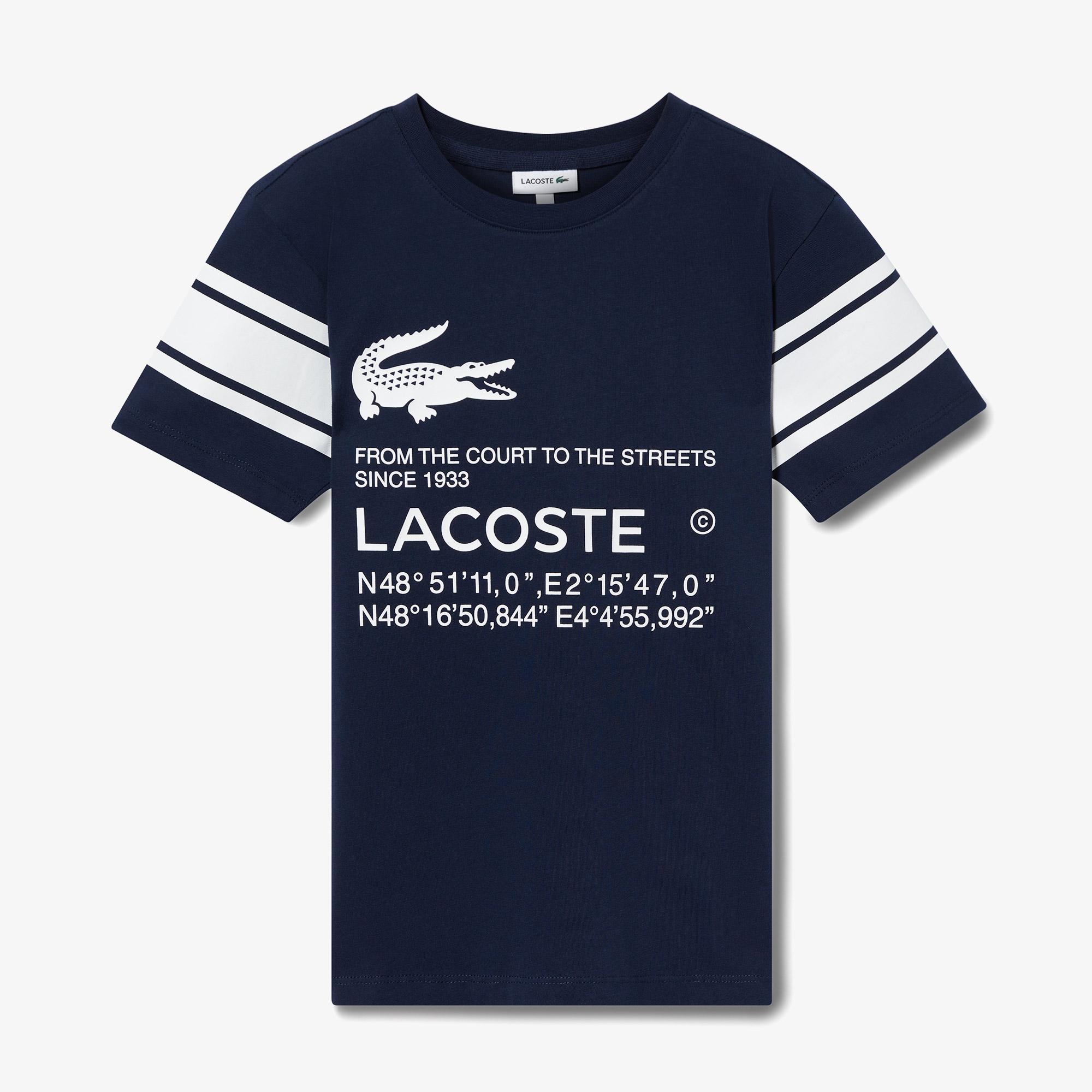 Lacoste Çocuk Bisiklet Yaka Baskılı Lacivert T-Shirt