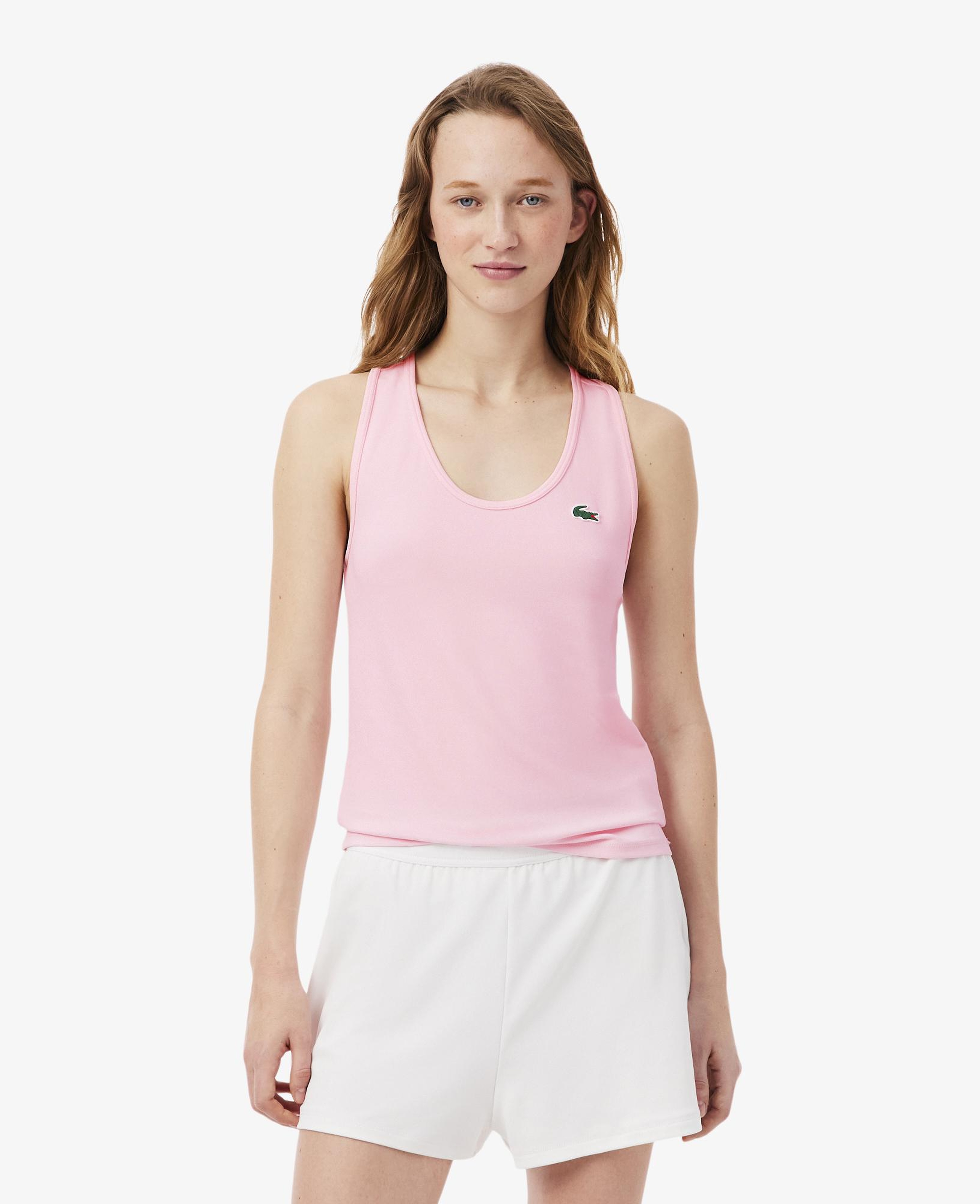 Lacoste Kadın Slim Fit Kolsuz Bisiklet Yaka Pembe T-Shirt