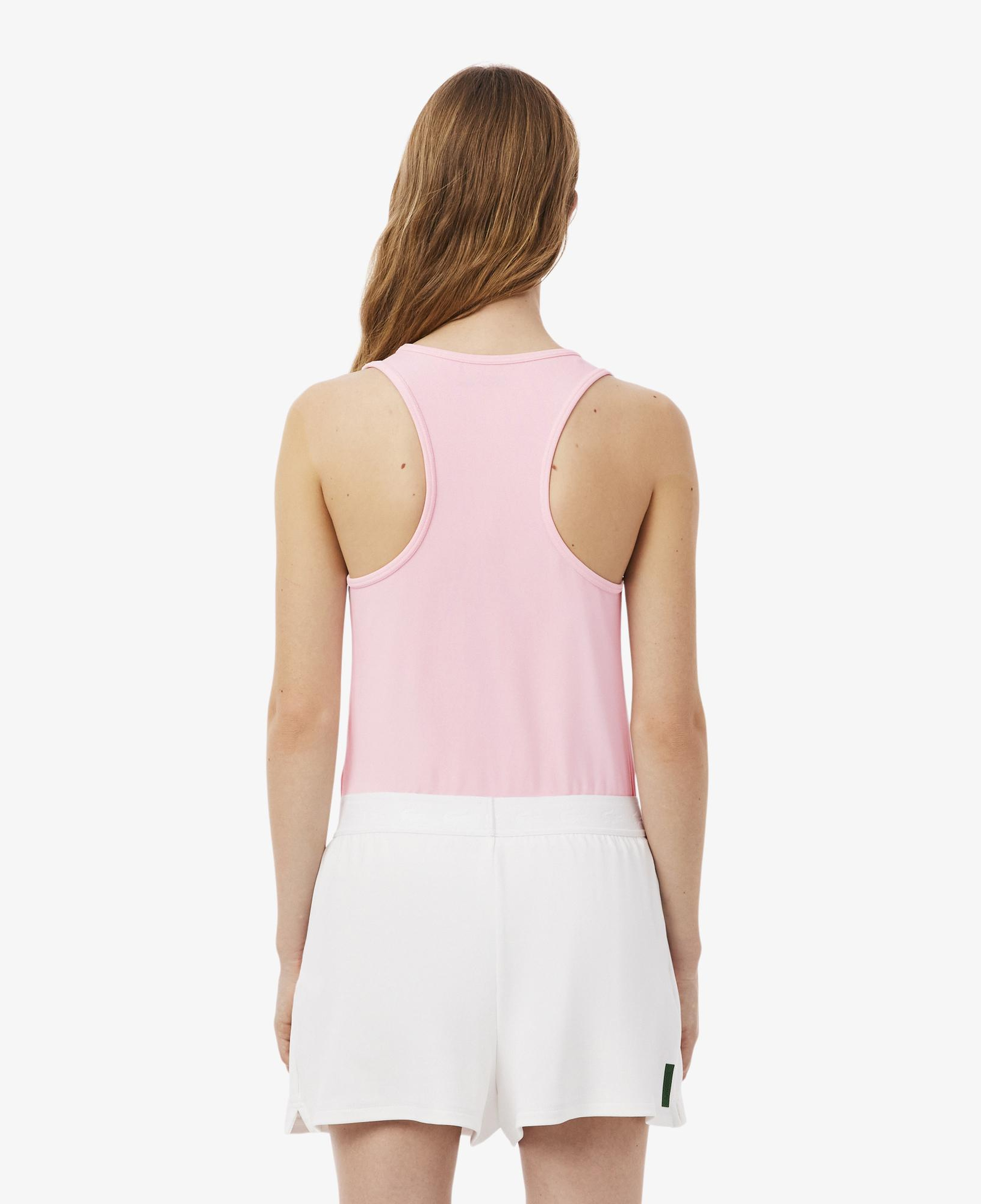 Lacoste Kadın Slim Fit Kolsuz Bisiklet Yaka Pembe T-Shirt