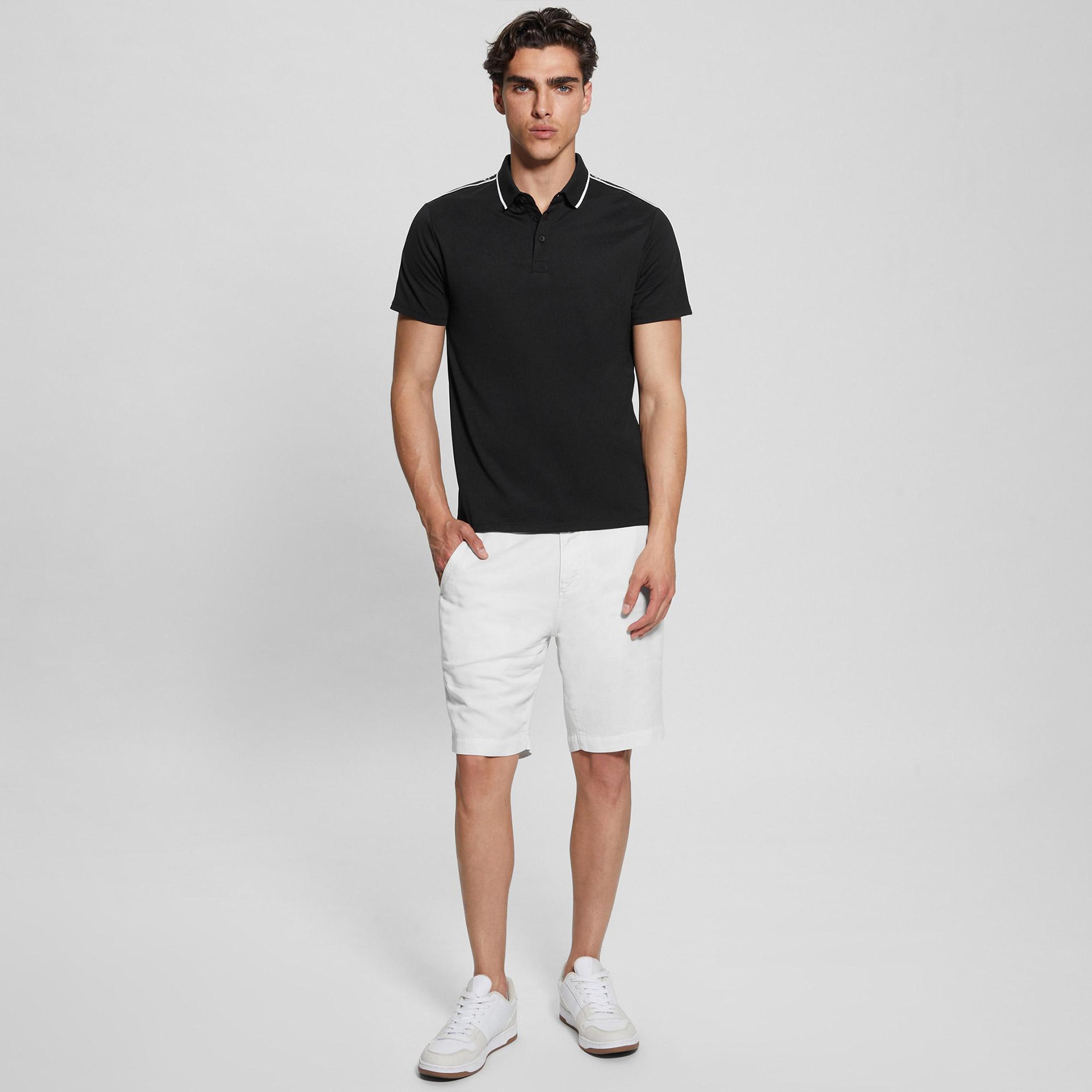 Guess Quattro Erkek Siyah Polo T-Shirt