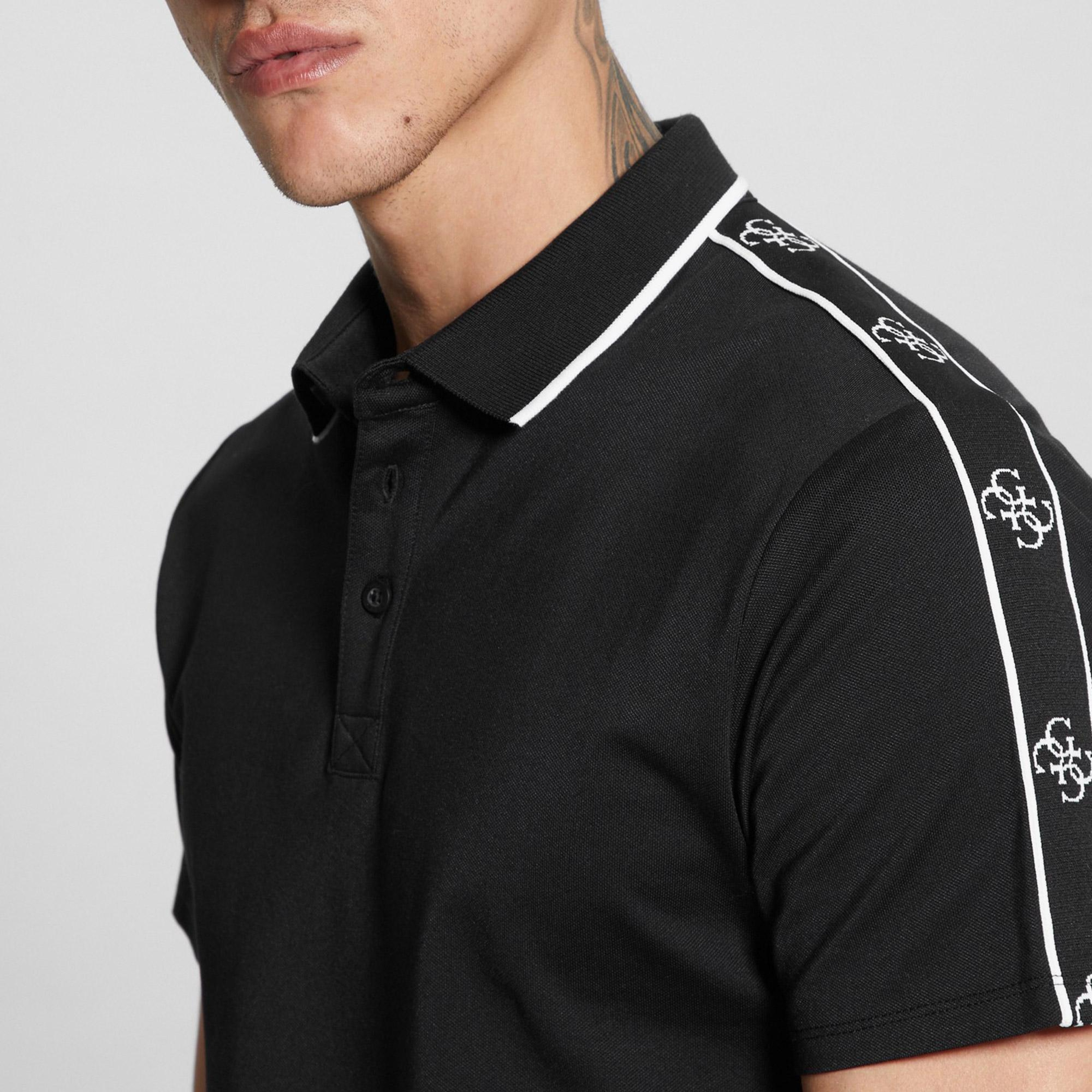 Guess Quattro Erkek Siyah Polo T-Shirt