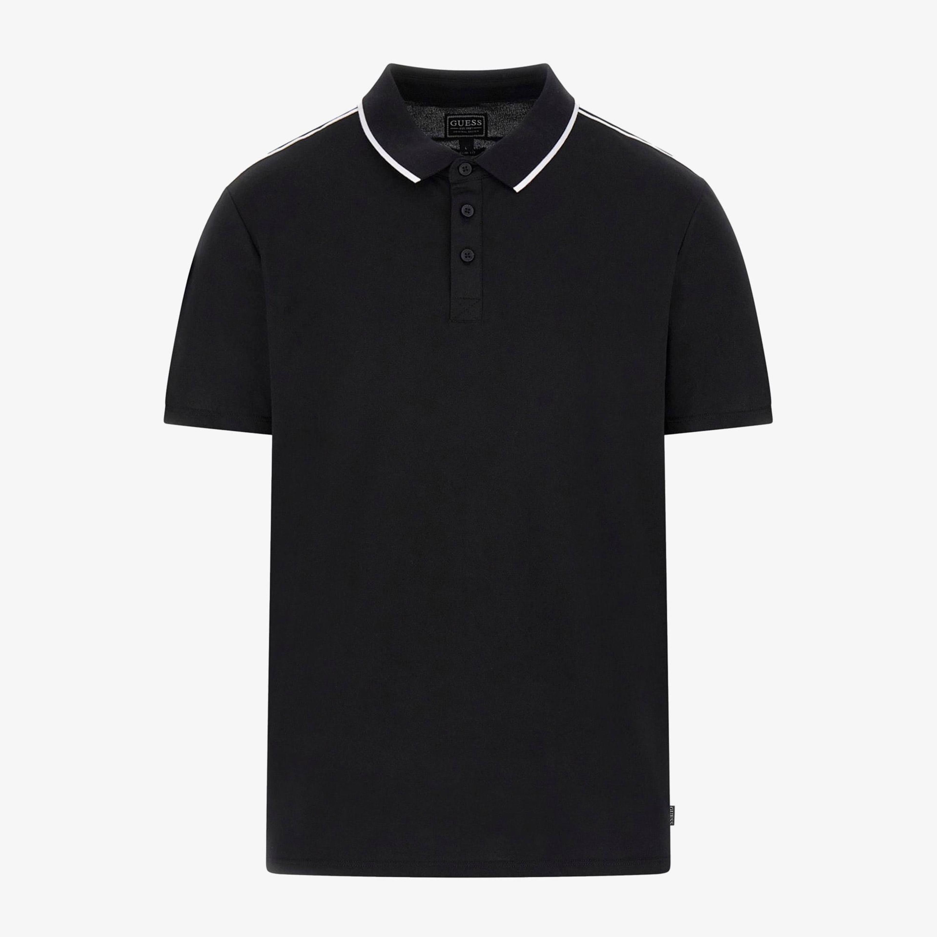 Guess Quattro Erkek Siyah Polo T-Shirt