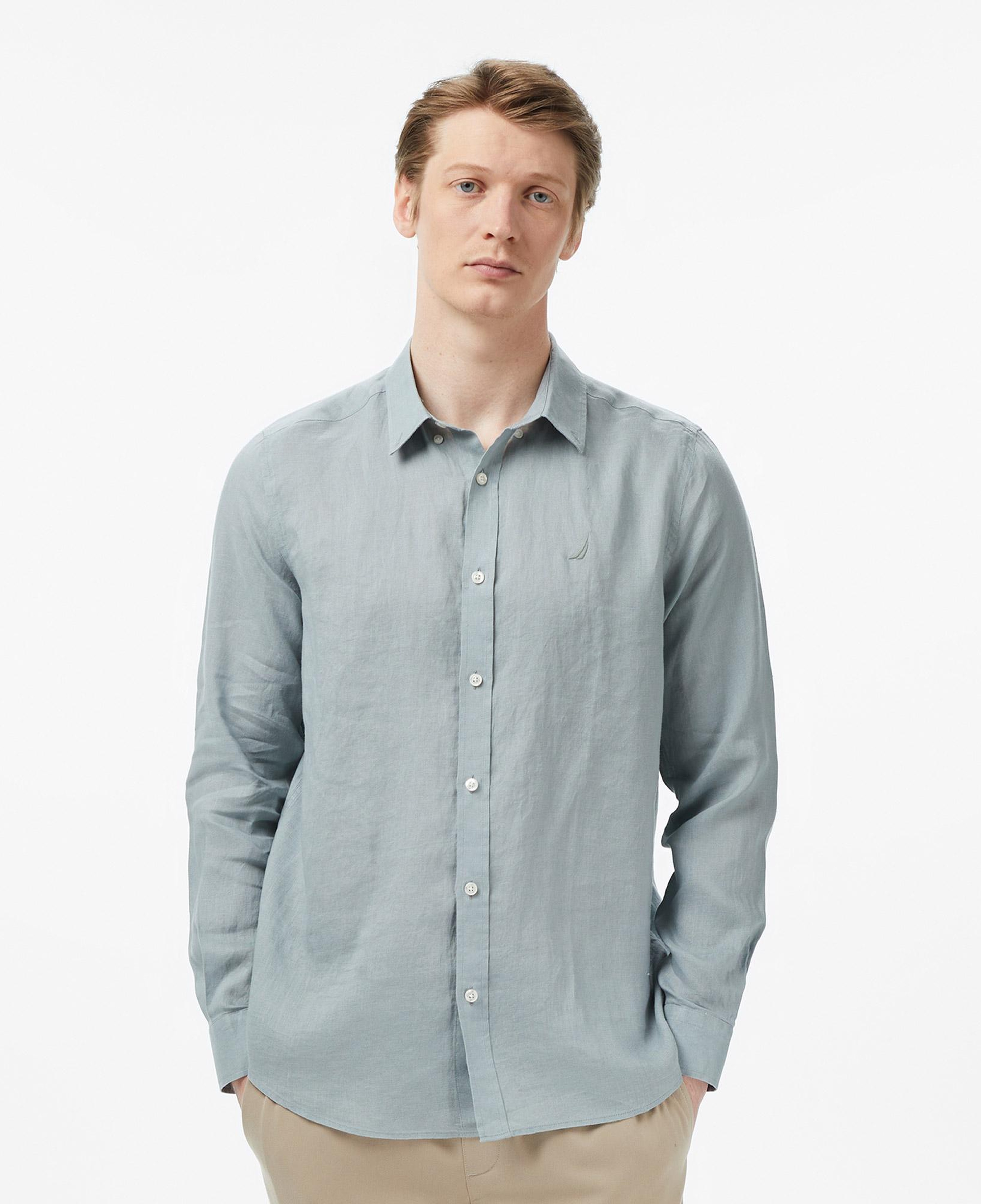 Nautica Erkek Yeşil Regular Fit Keten Gömlek