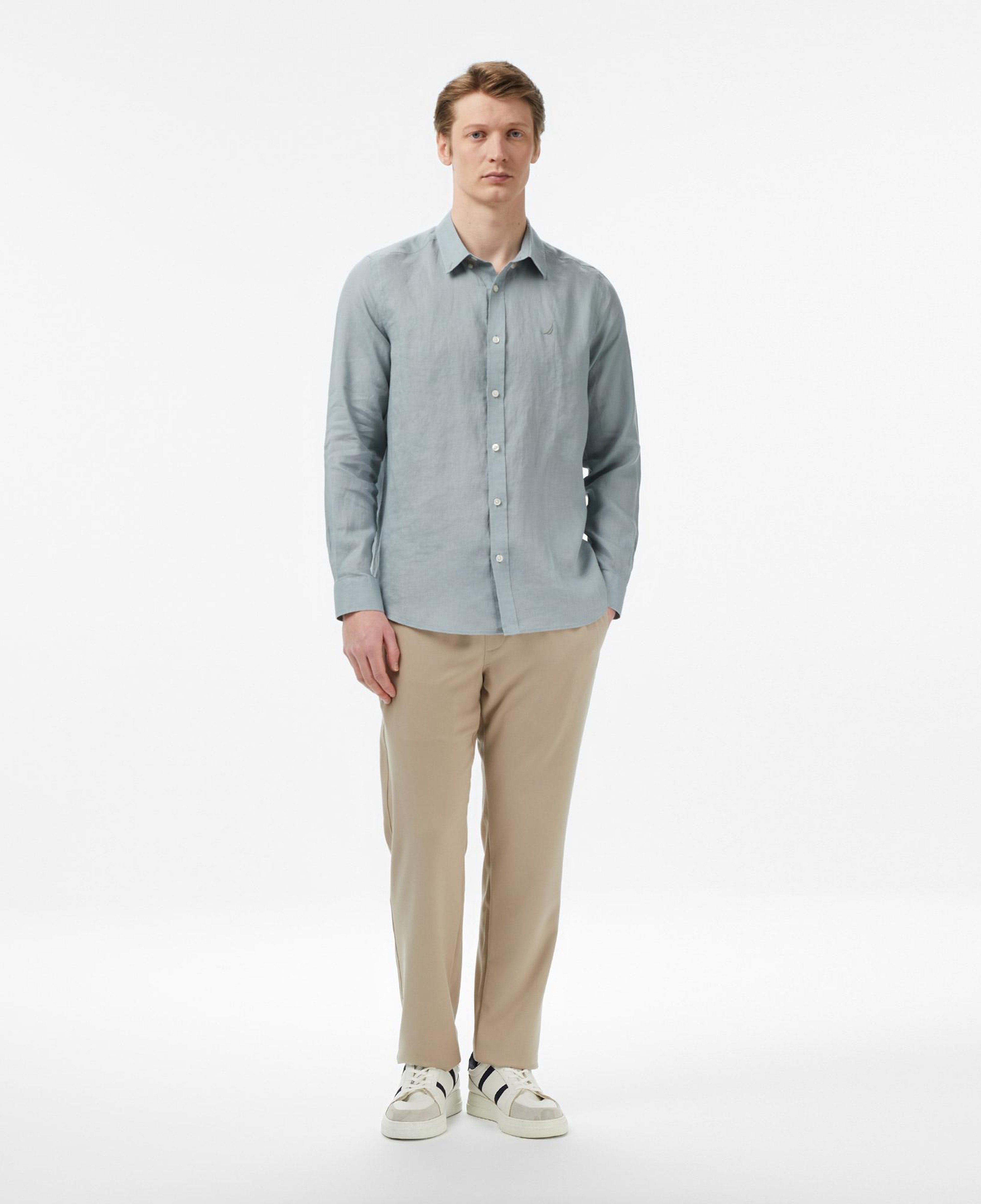 Nautica Erkek Yeşil Regular Fit Keten Gömlek