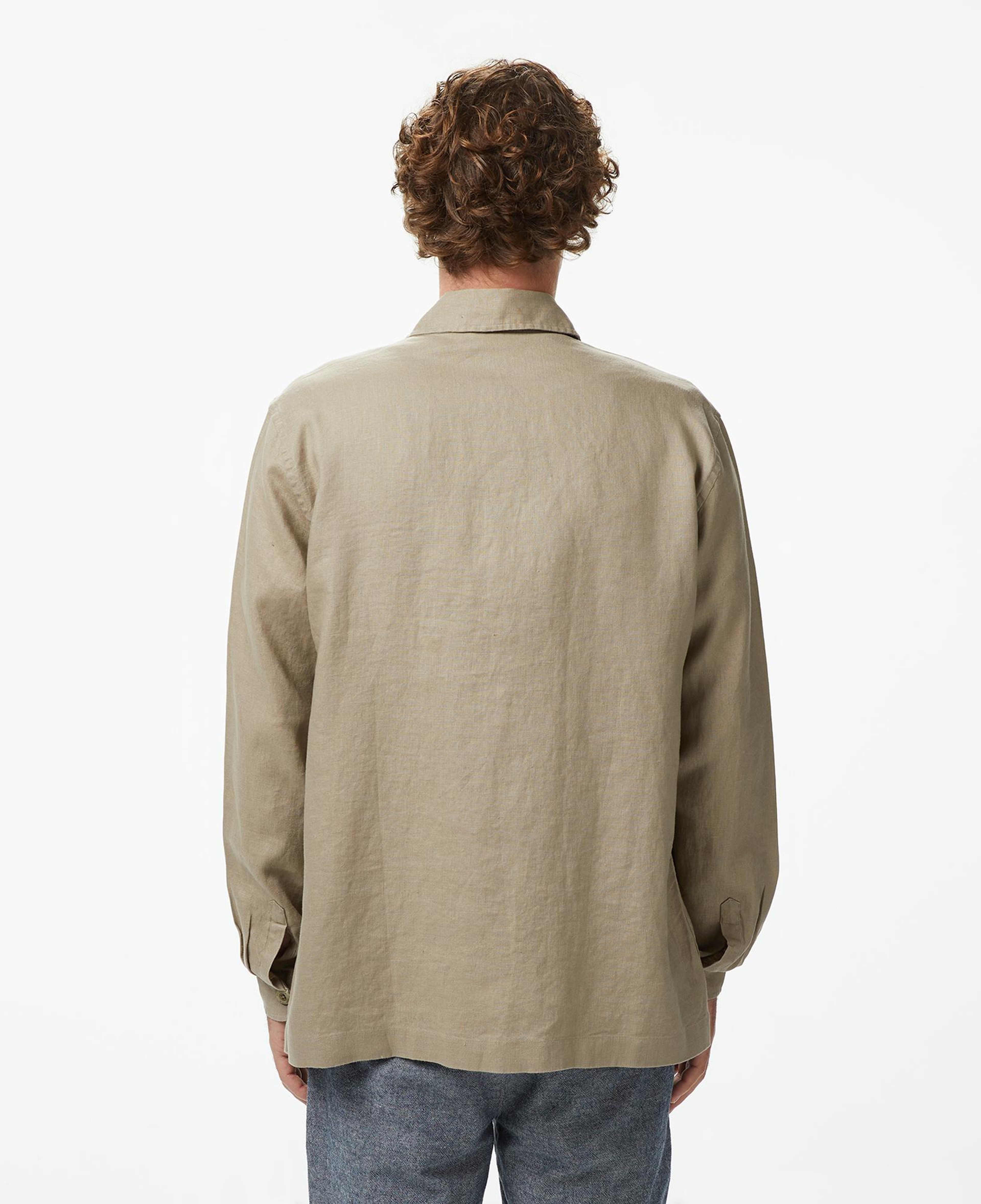 Nautica Erkek Bej Regular Fit Keten Gömlek