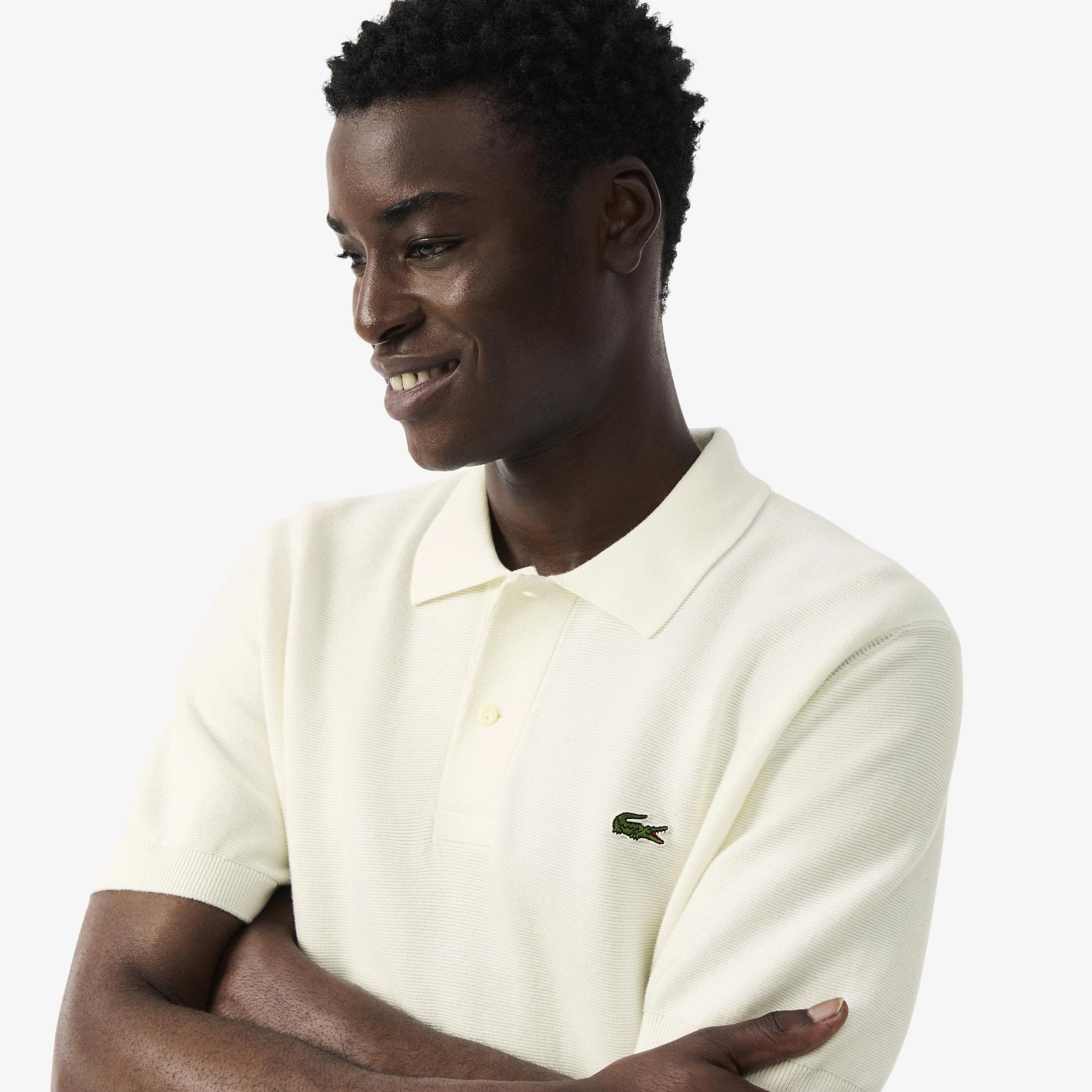 Lacoste Erkek Classic Fit Kısa Kollu Polo Yaka Krem Triko