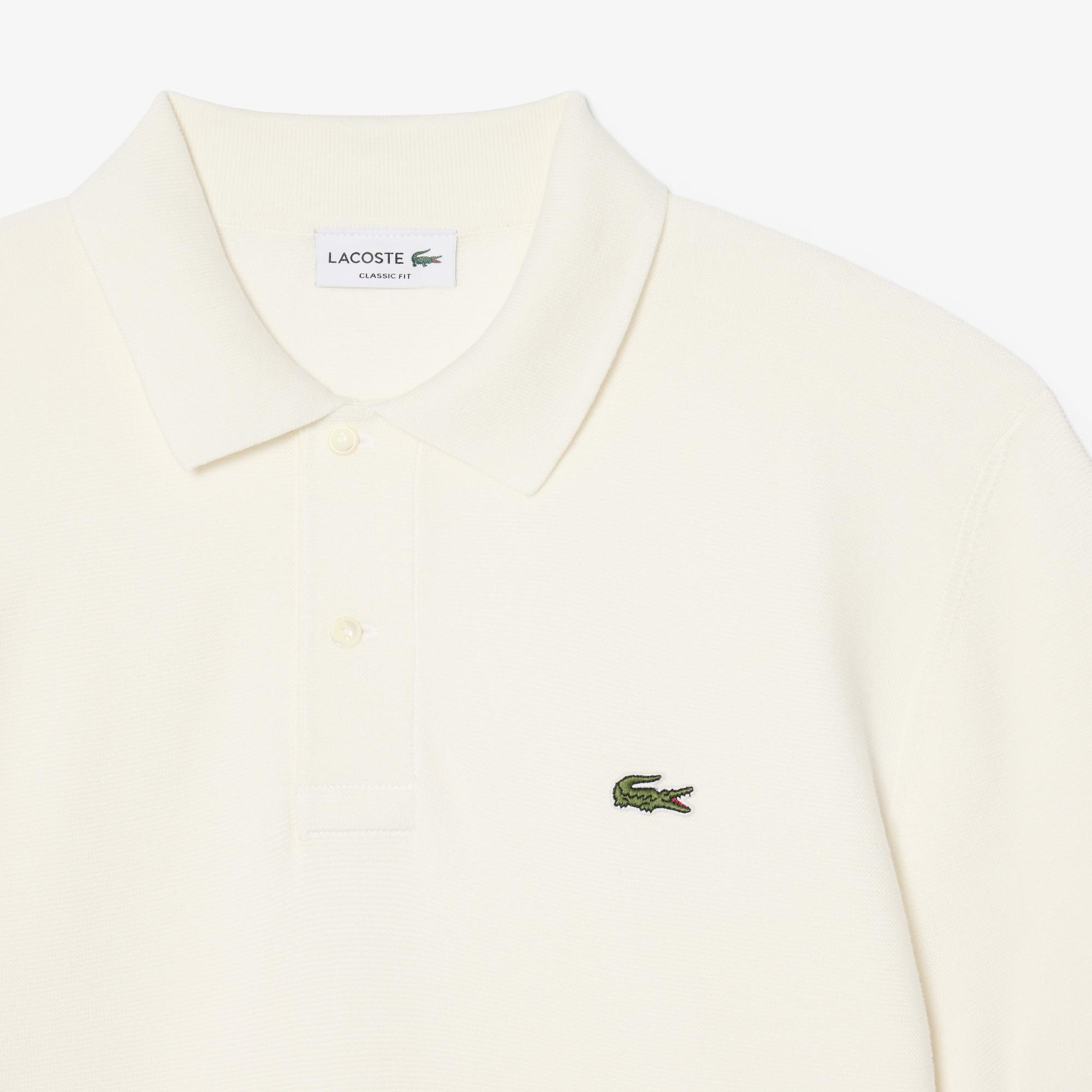 Lacoste Erkek Classic Fit Kısa Kollu Polo Yaka Krem Triko