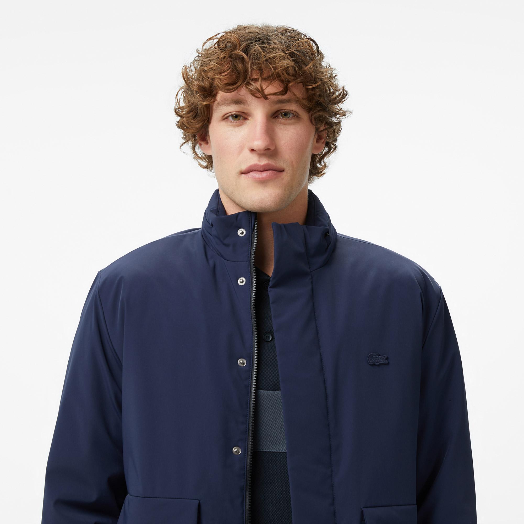 Lacoste Erkek Relaxed Fit Dik Yaka Lacivert Mont