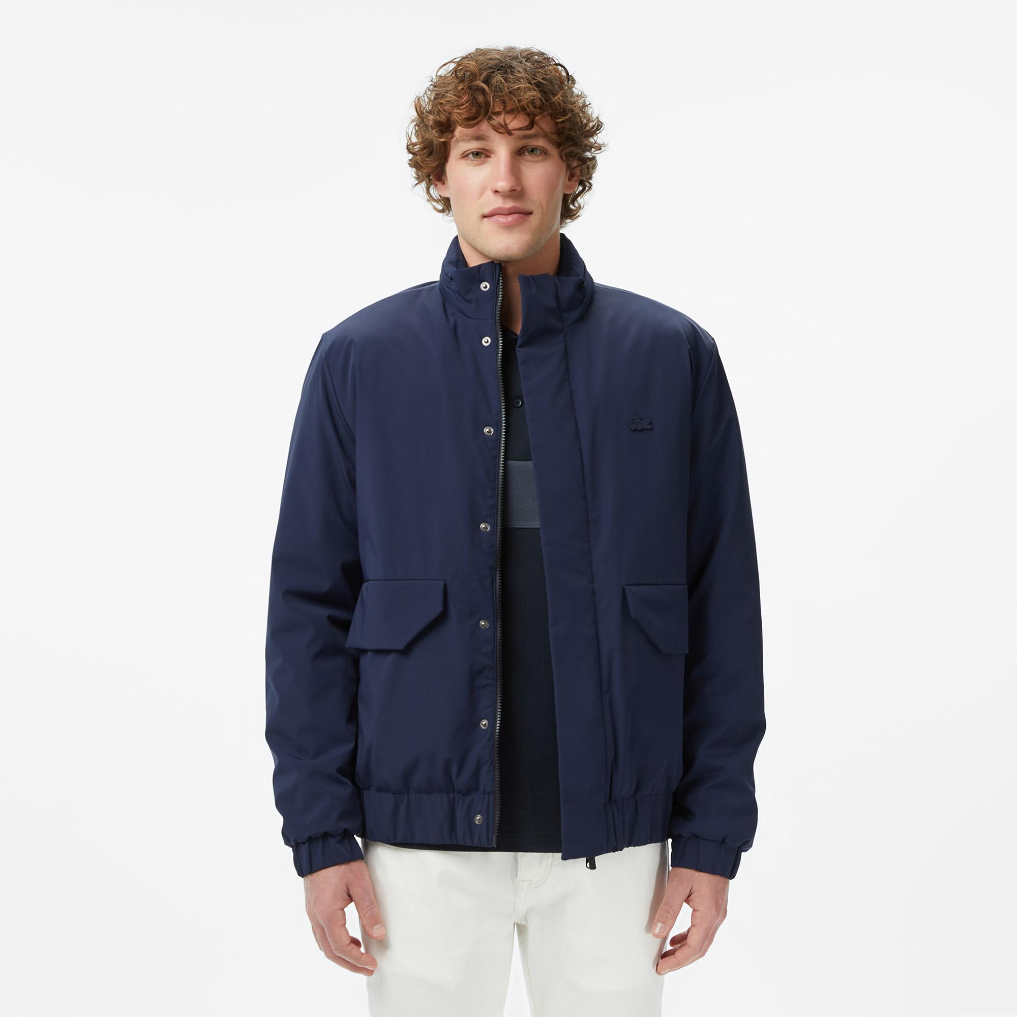 Lacoste Erkek Relaxed Fit Dik Yaka Lacivert Mont