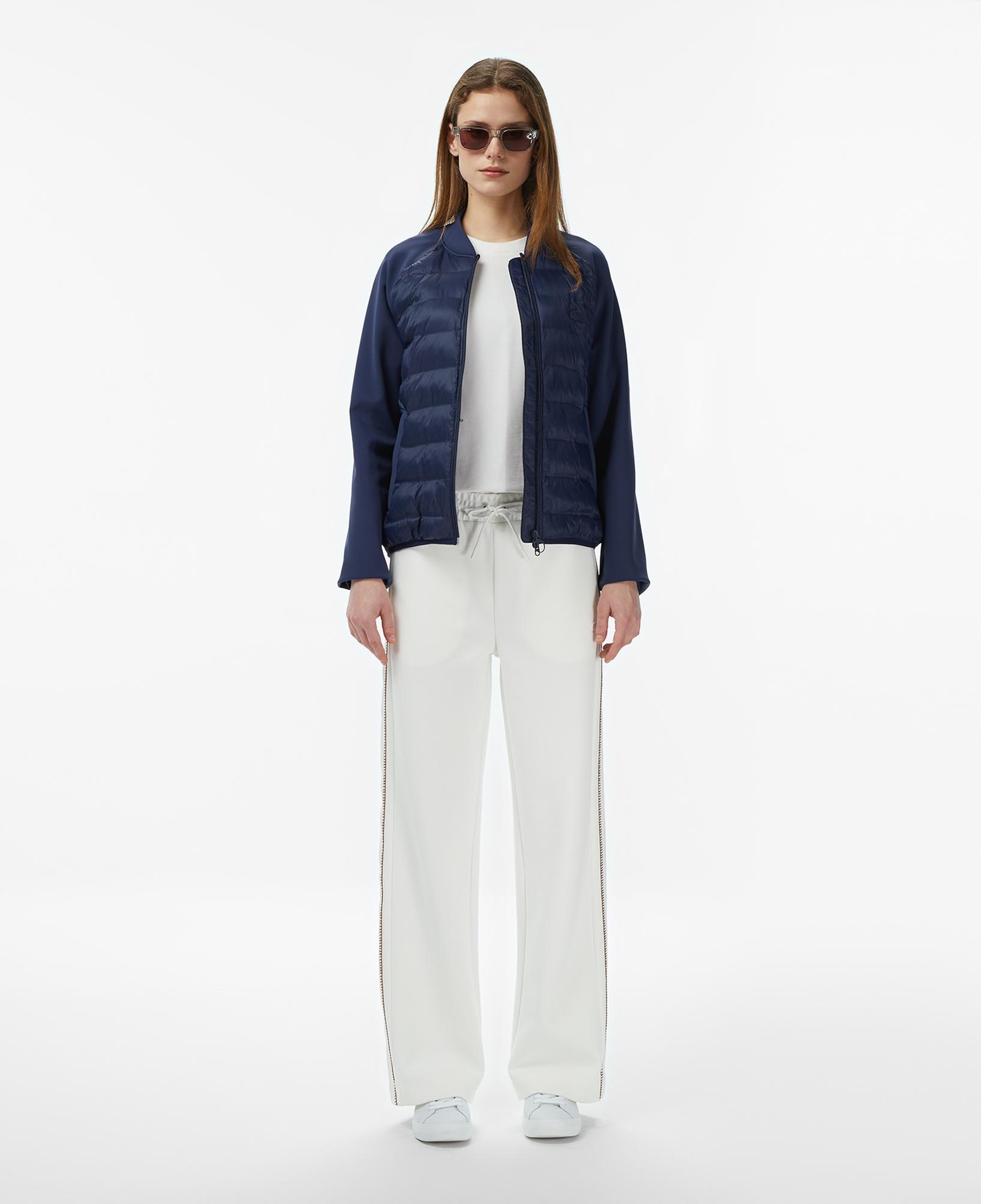 Lacoste Kadın Regular Fit Dik Yaka Renk Bloklu Lacivert Mont