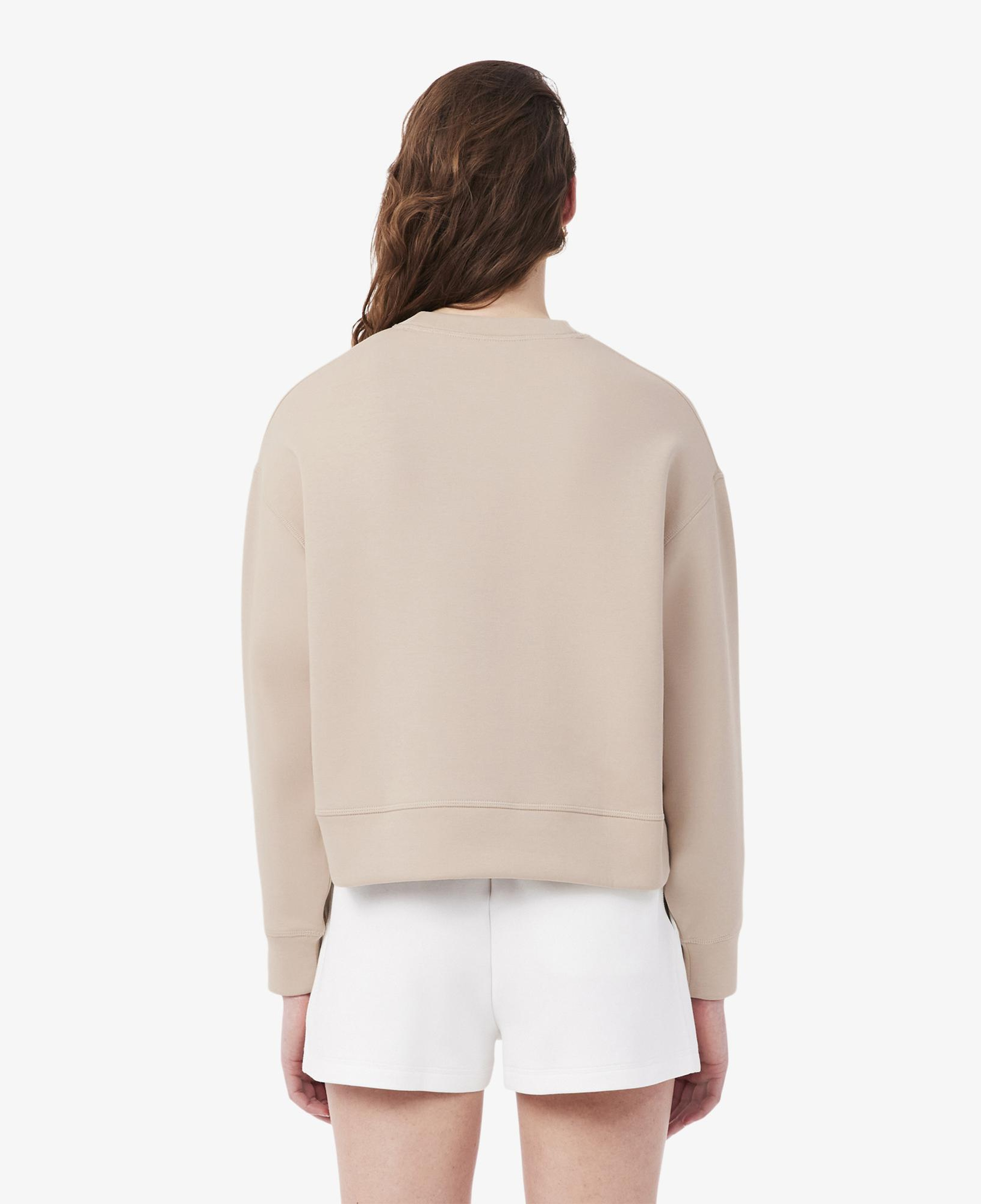 Lacoste Kadın Oversize Fit Bisiklet Yaka Bej Sweatshirt