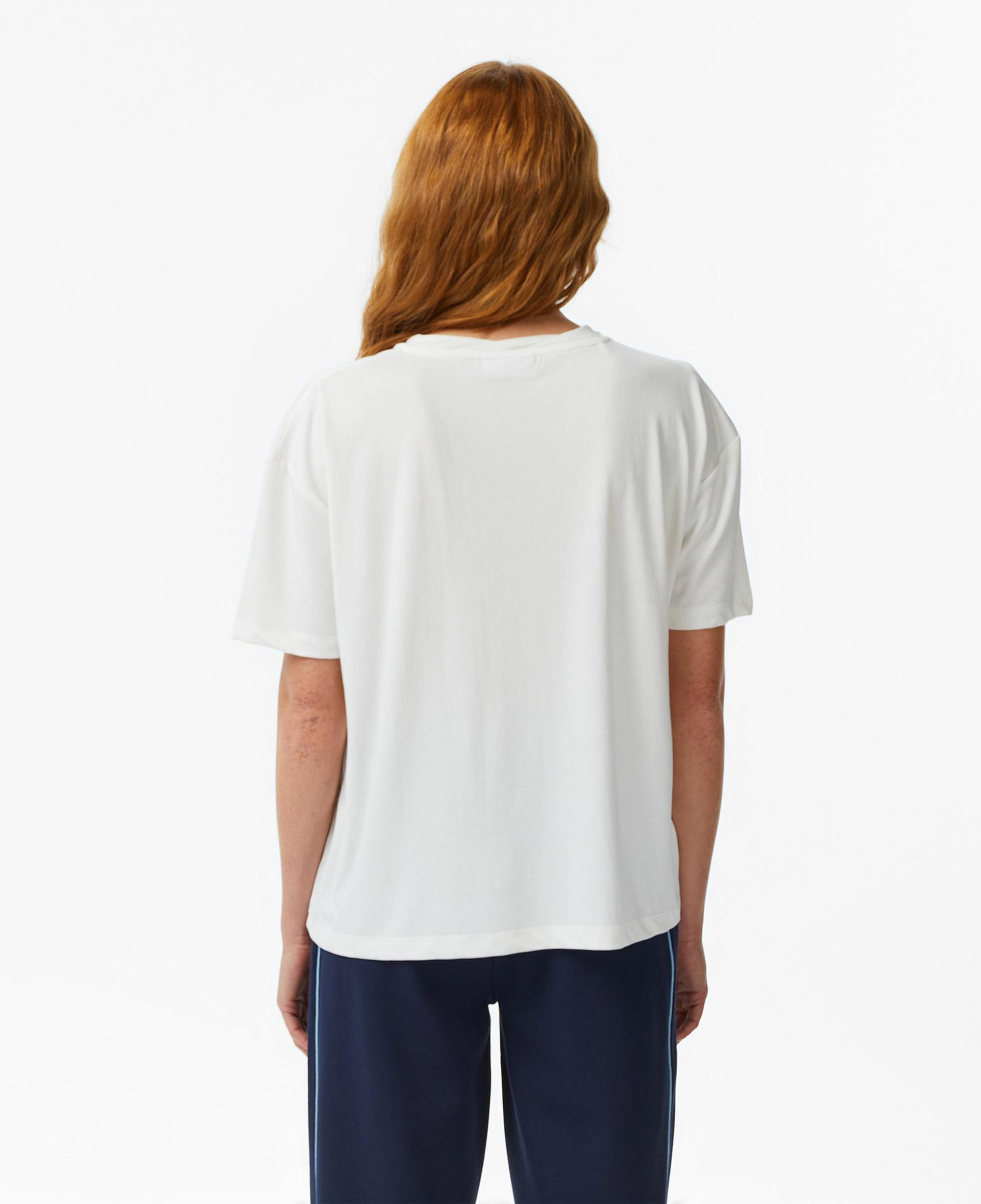 Lacoste Kadın Relaxed Fit Bisiklet Yaka Beyaz T-Shirt