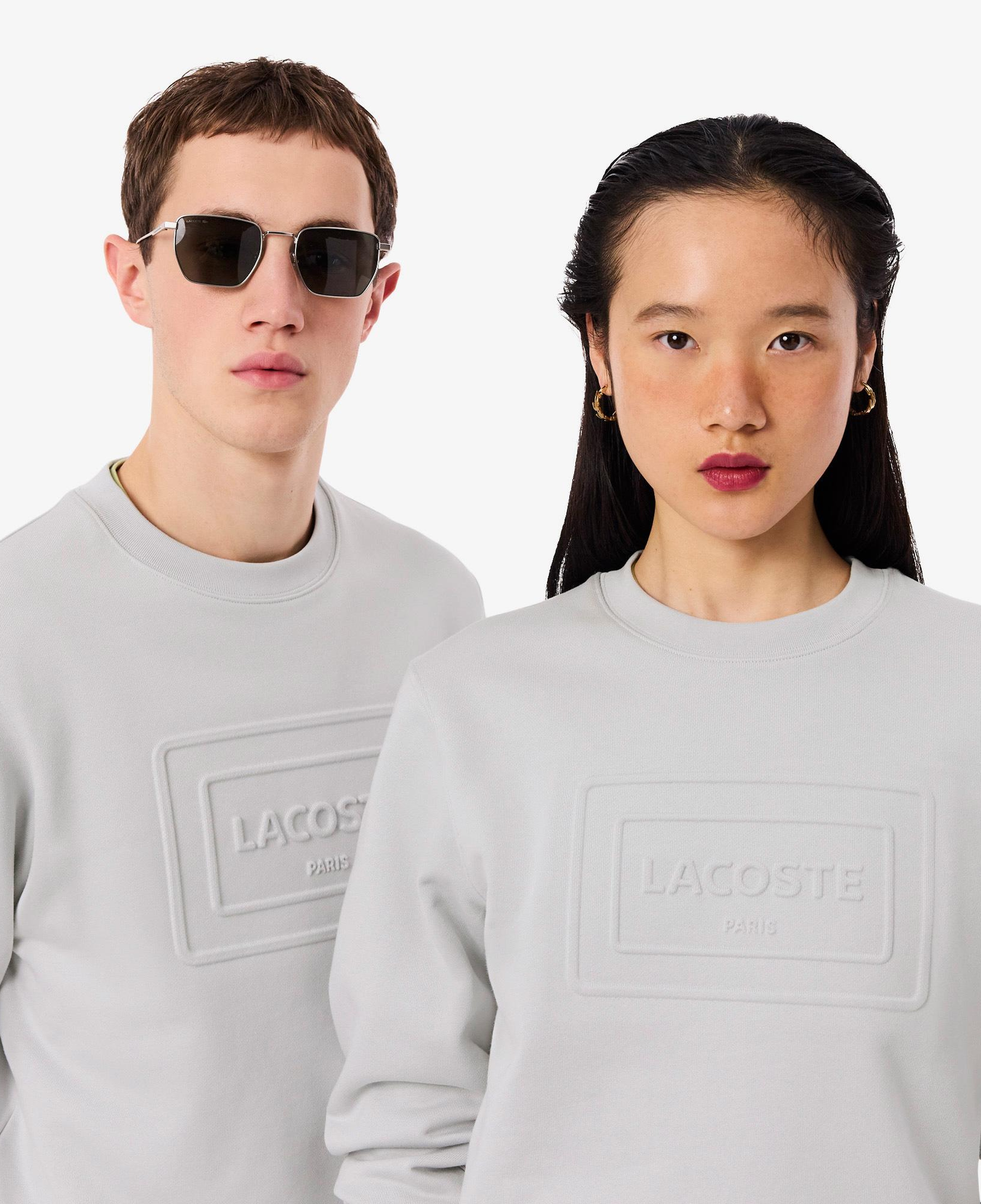 Lacoste Unisex Classic Fit Bisiklet Yaka Baskılı Gri Sweatshirt