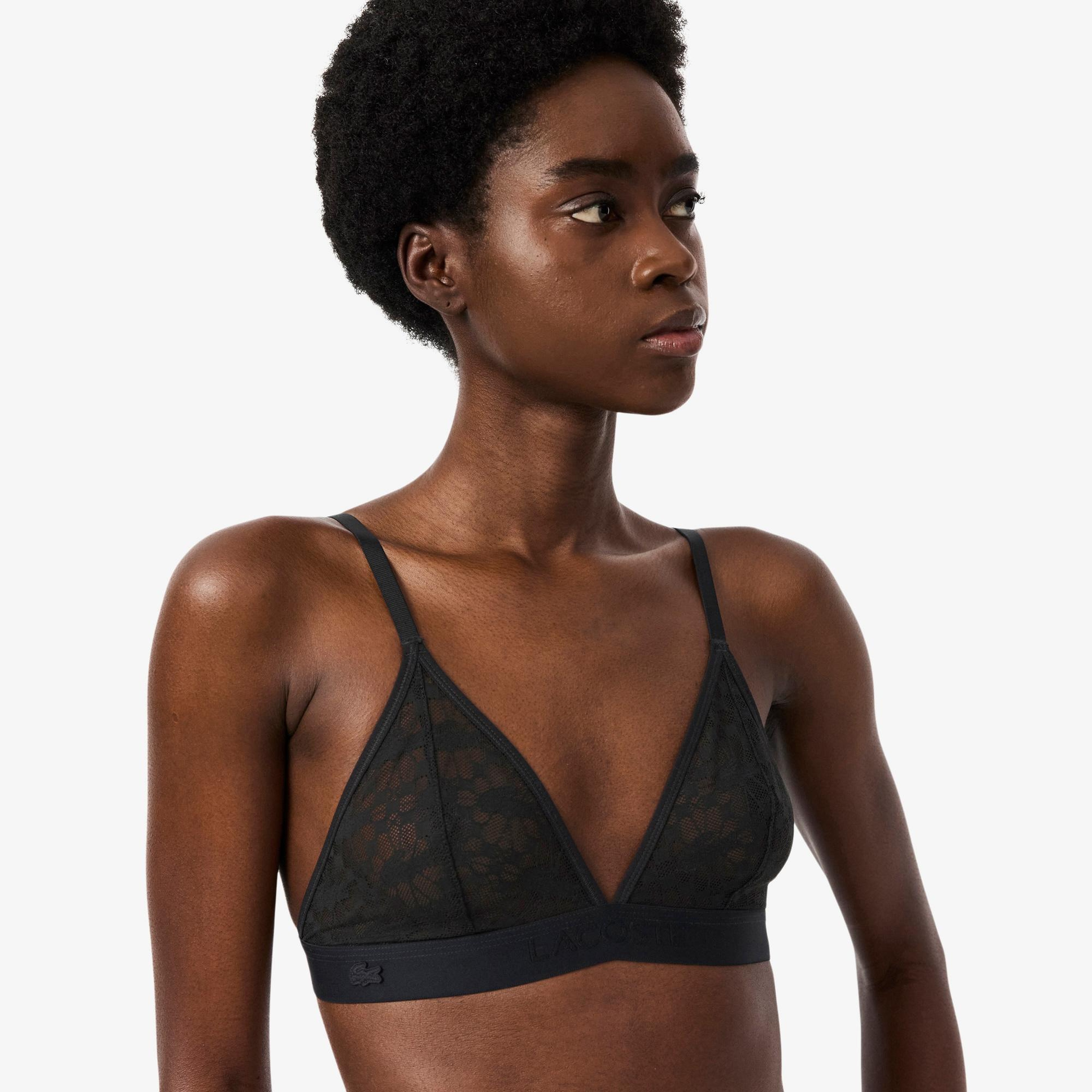 Lacoste Kadın Desenli Siyah Bra