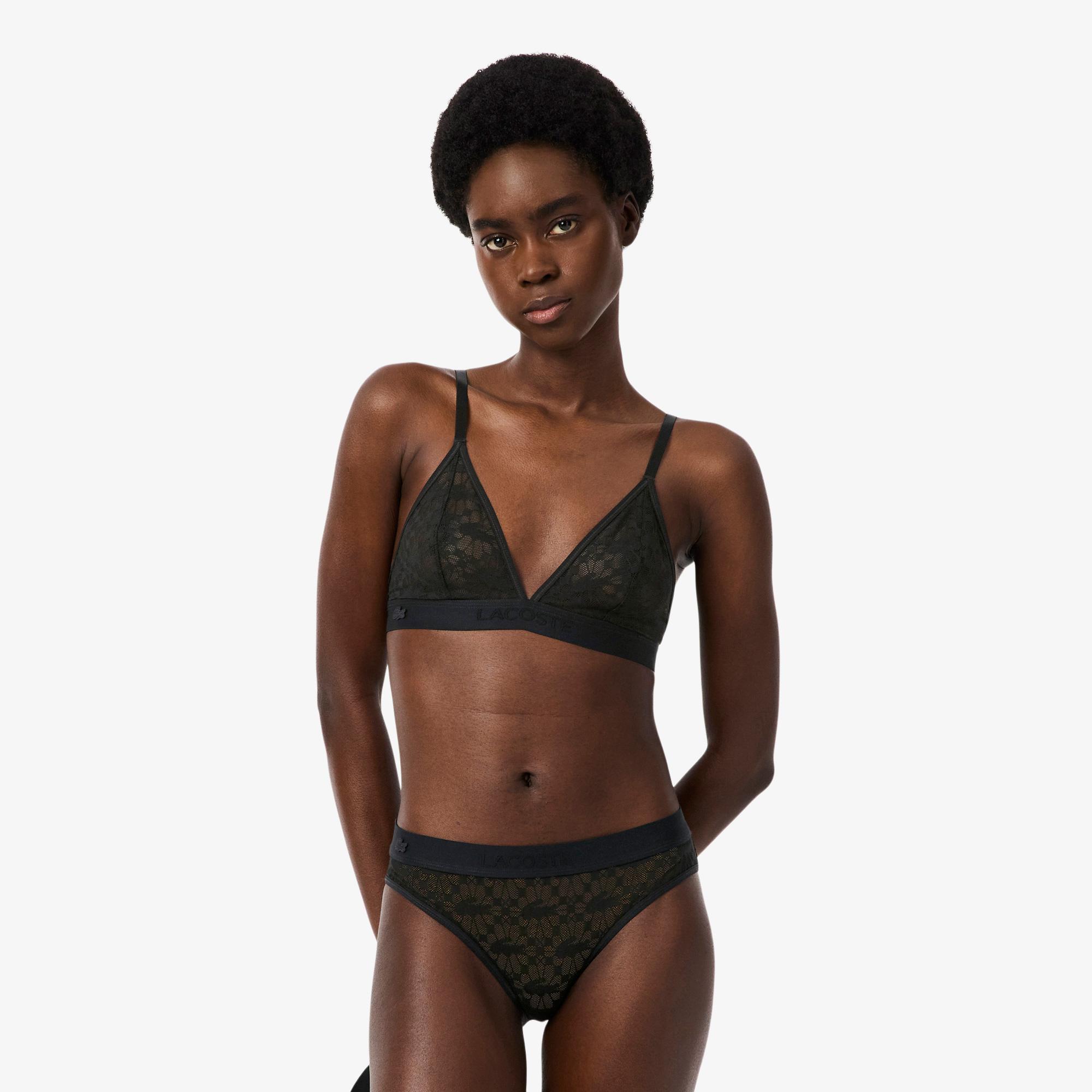 Lacoste Kadın Desenli Siyah Bra