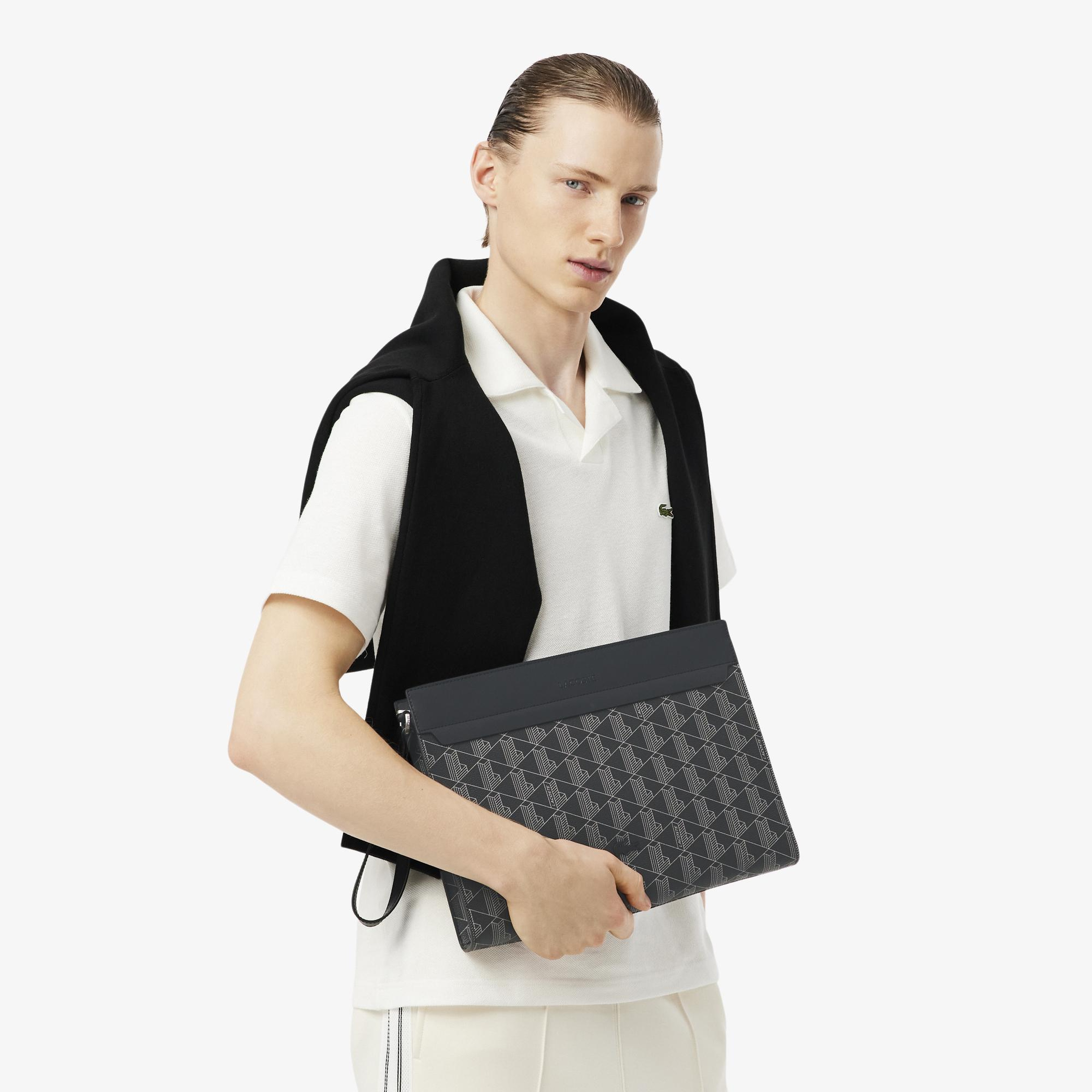 Lacoste The Blend Erkek Monogram Gri Laptop Çantası