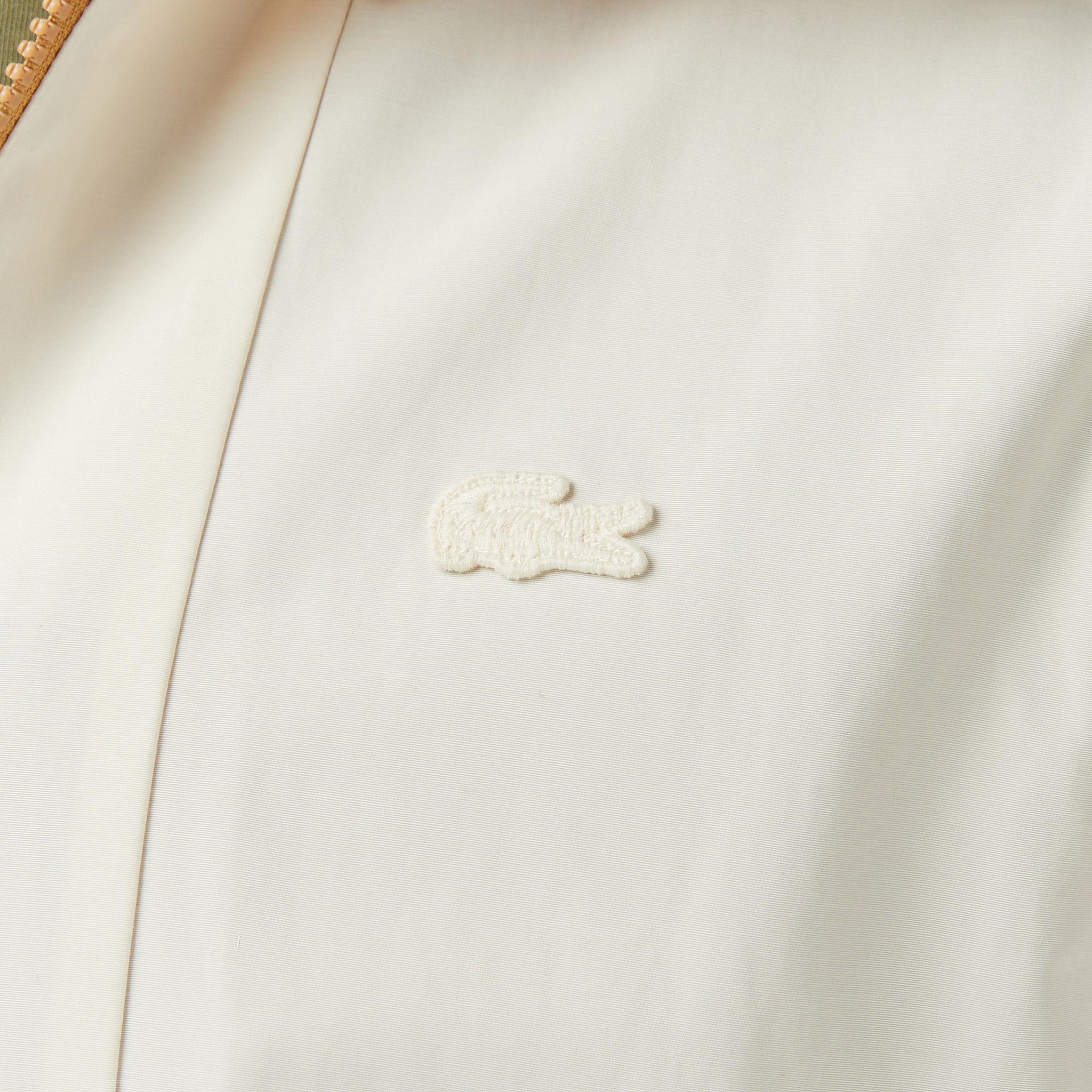 Lacoste Erkek Relaxed Fit Kapüşonlu Renk Bloklu Krem Mont