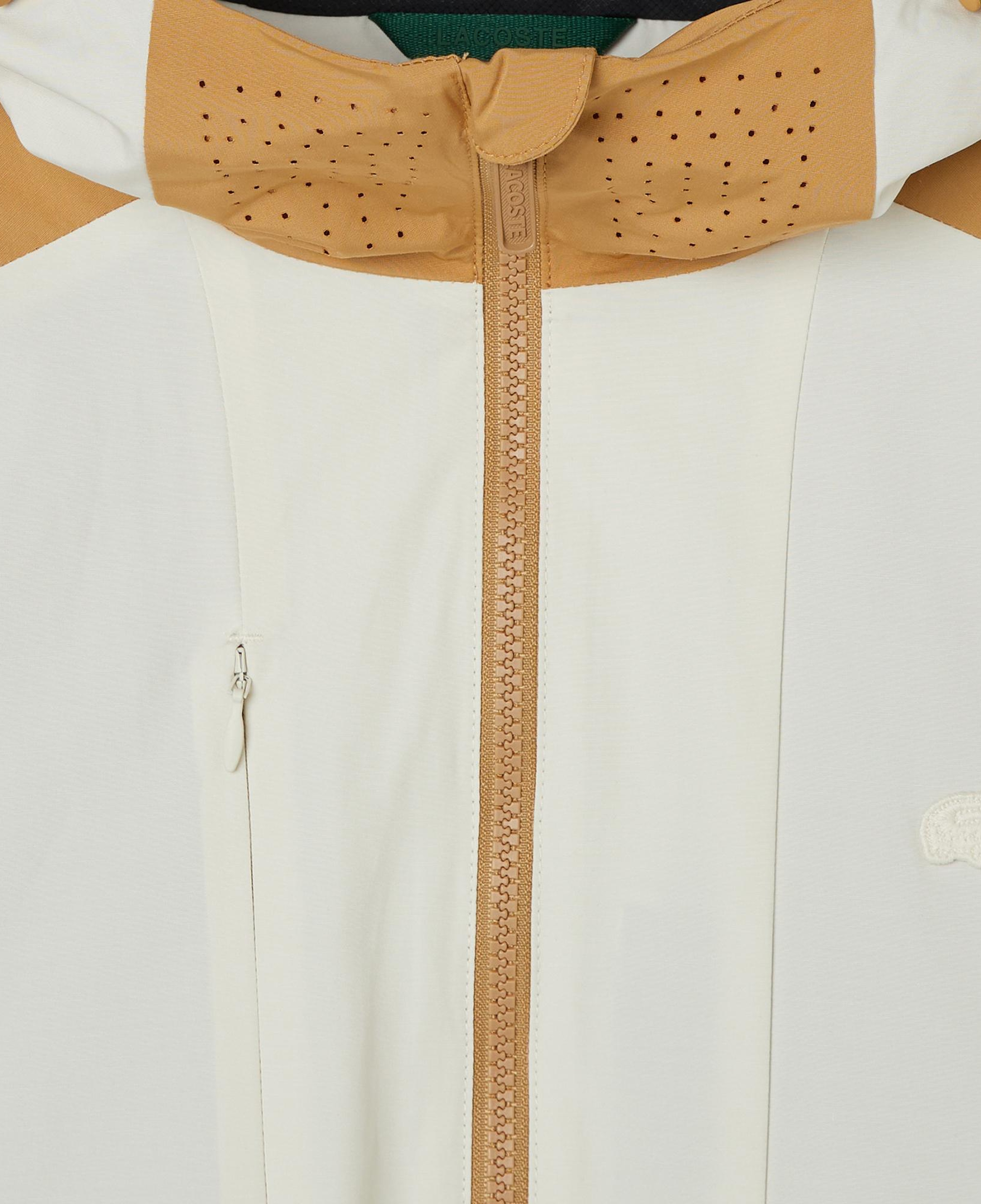 Lacoste Erkek Relaxed Fit Kapüşonlu Renk Bloklu Krem Mont