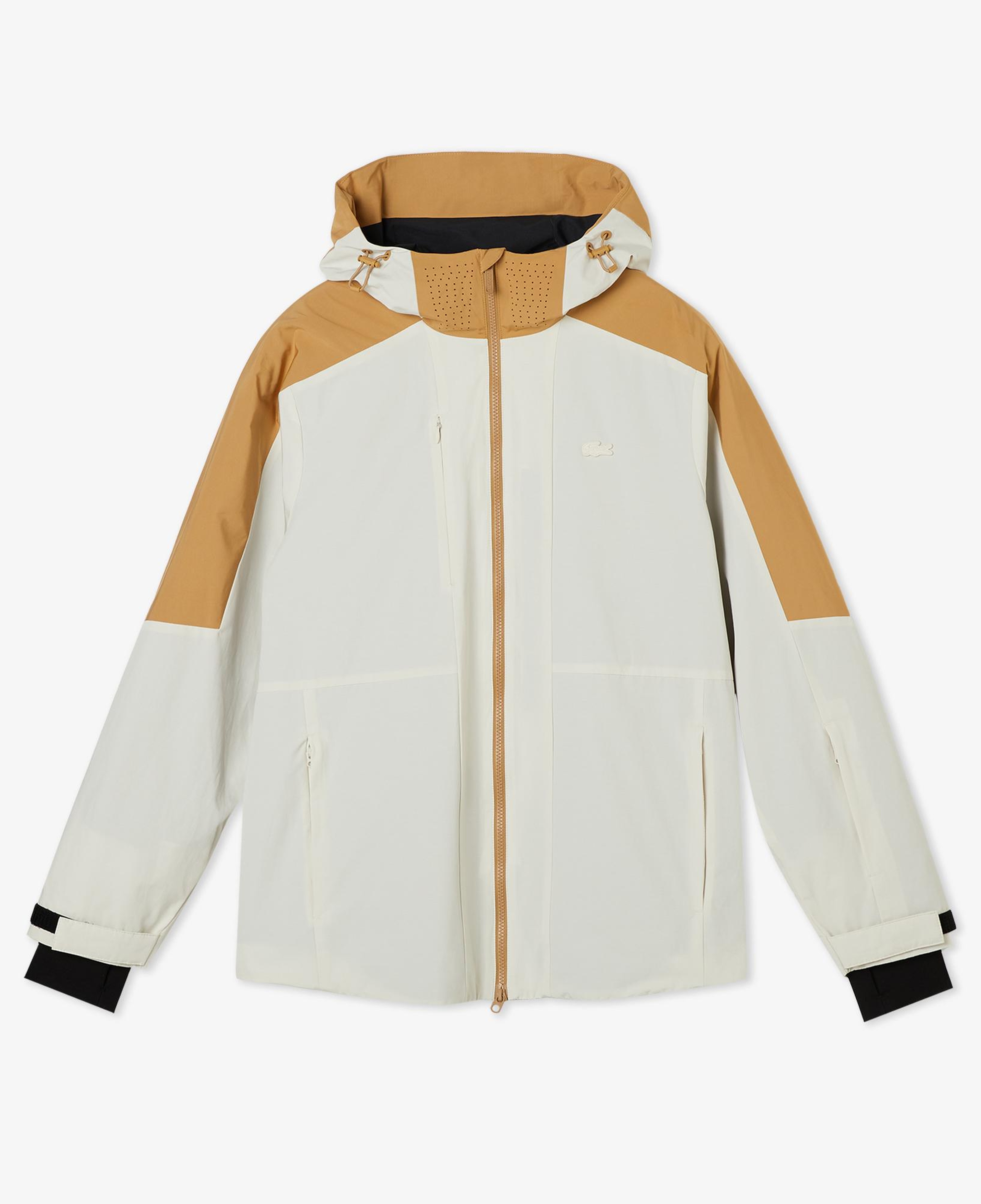 Lacoste Erkek Relaxed Fit Kapüşonlu Renk Bloklu Krem Mont