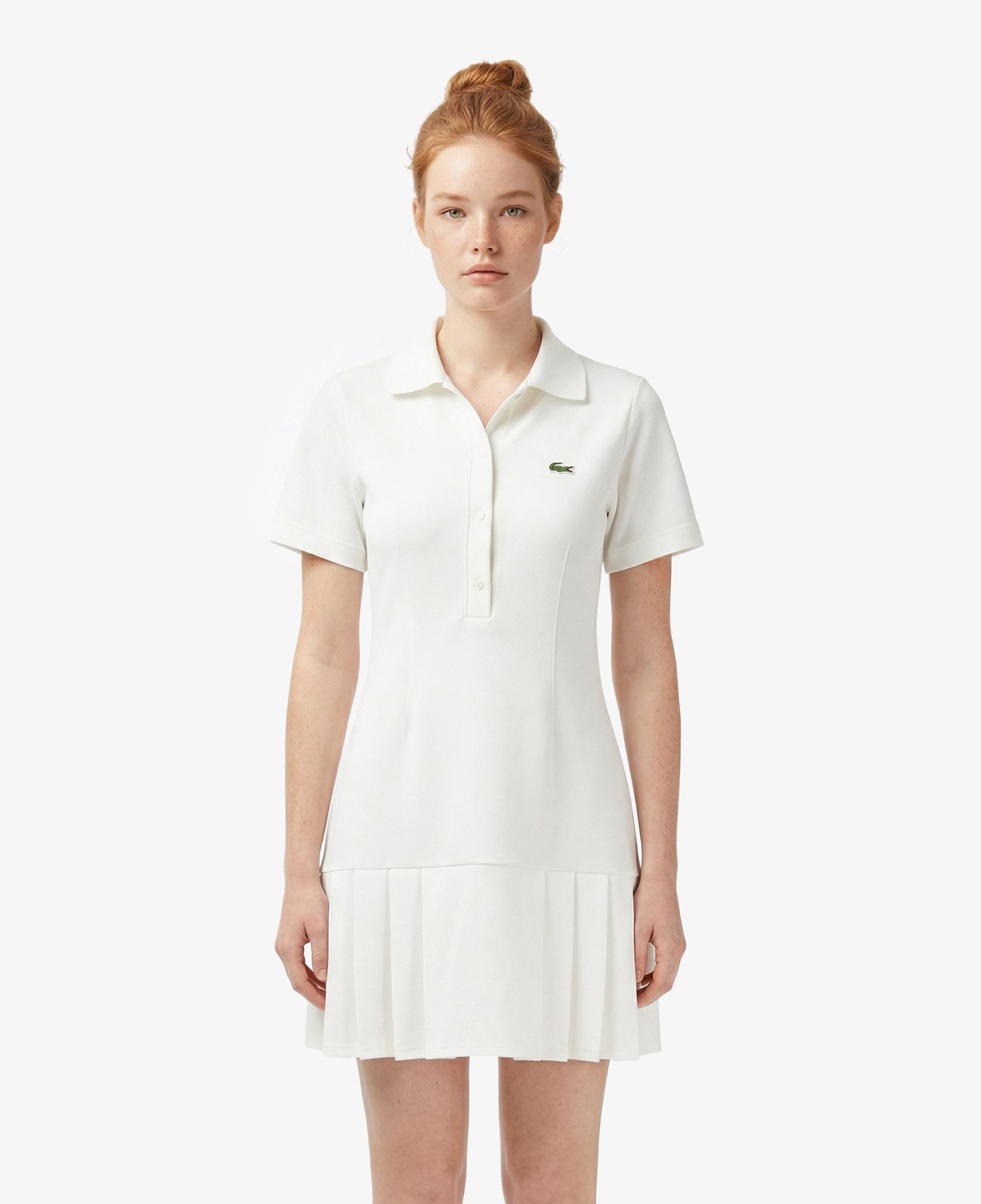 Lacoste Kadın Classic Fit Kısa Kollu Polo Yaka Krem Elbise