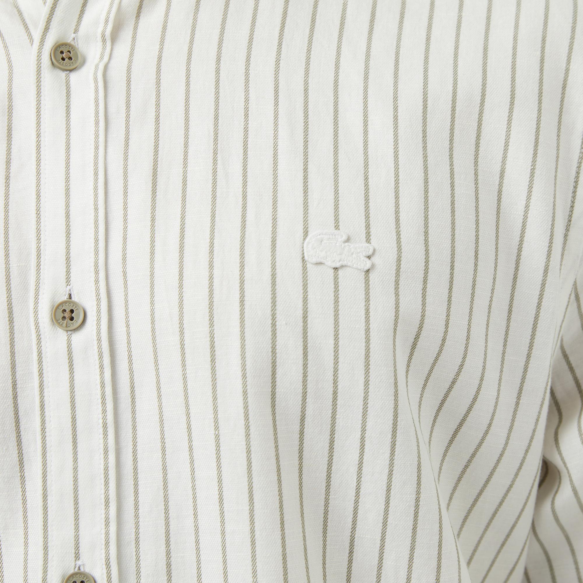 Lacoste Erkek Reguar Fit Düğmeli Yaka Krem Gömlek