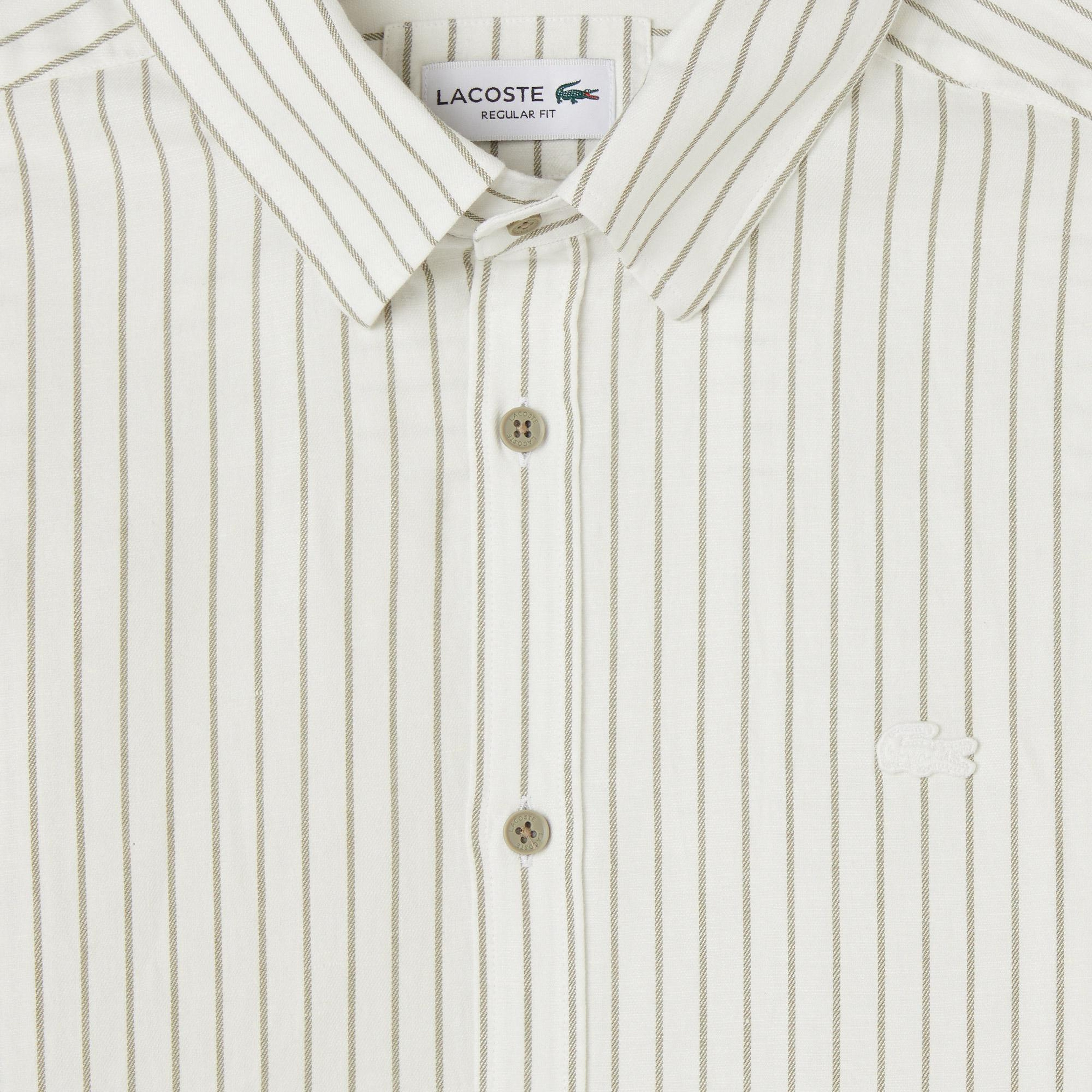 Lacoste Erkek Reguar Fit Düğmeli Yaka Krem Gömlek
