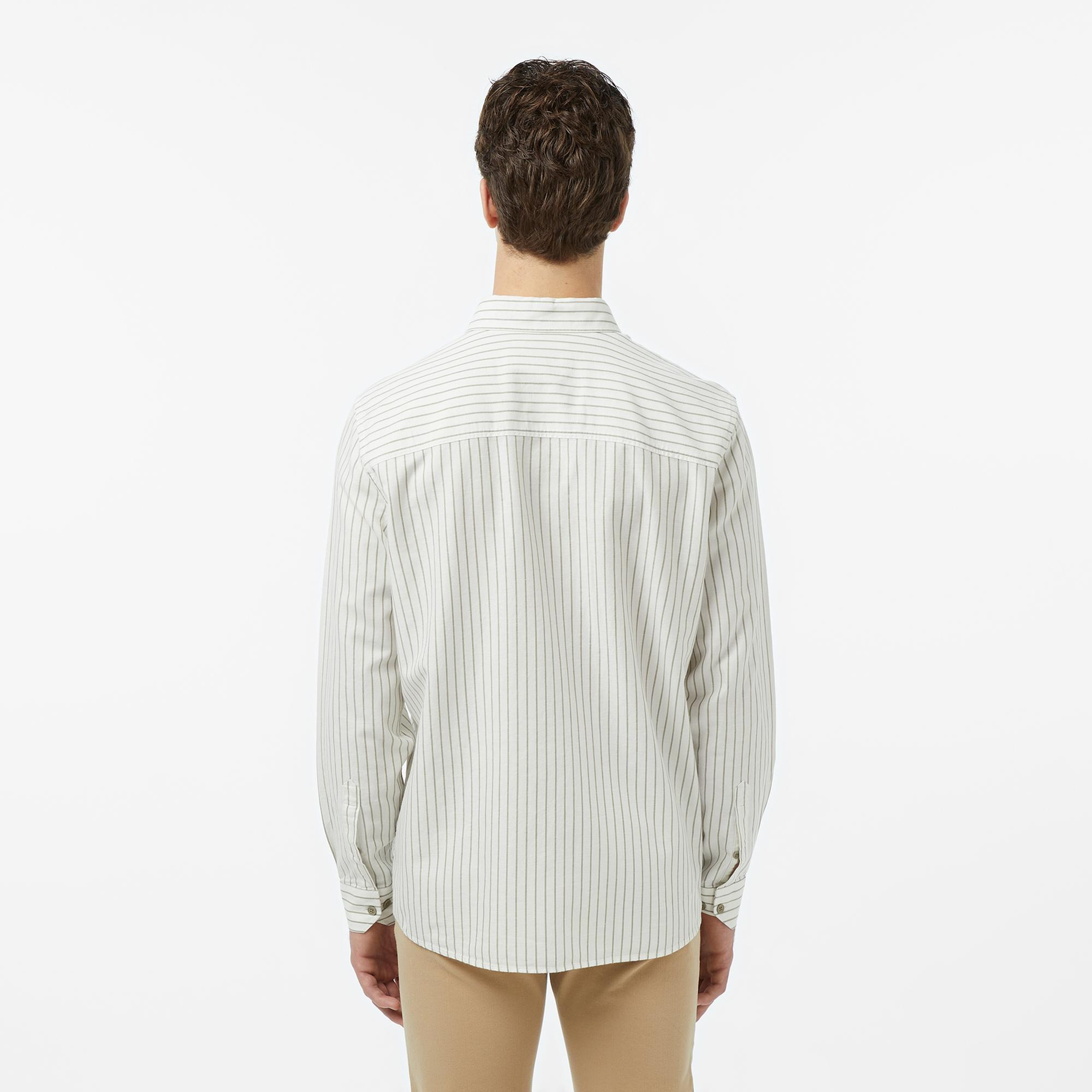 Lacoste Erkek Reguar Fit Düğmeli Yaka Krem Gömlek