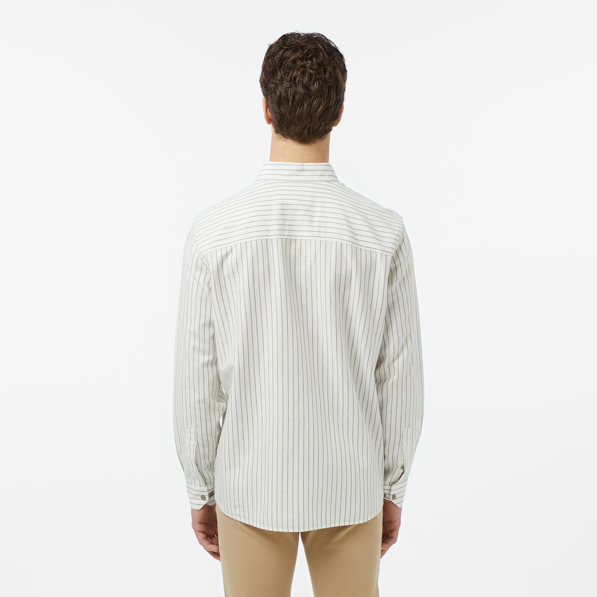 Lacoste Erkek Reguar Fit Düğmeli Yaka Krem Gömlek