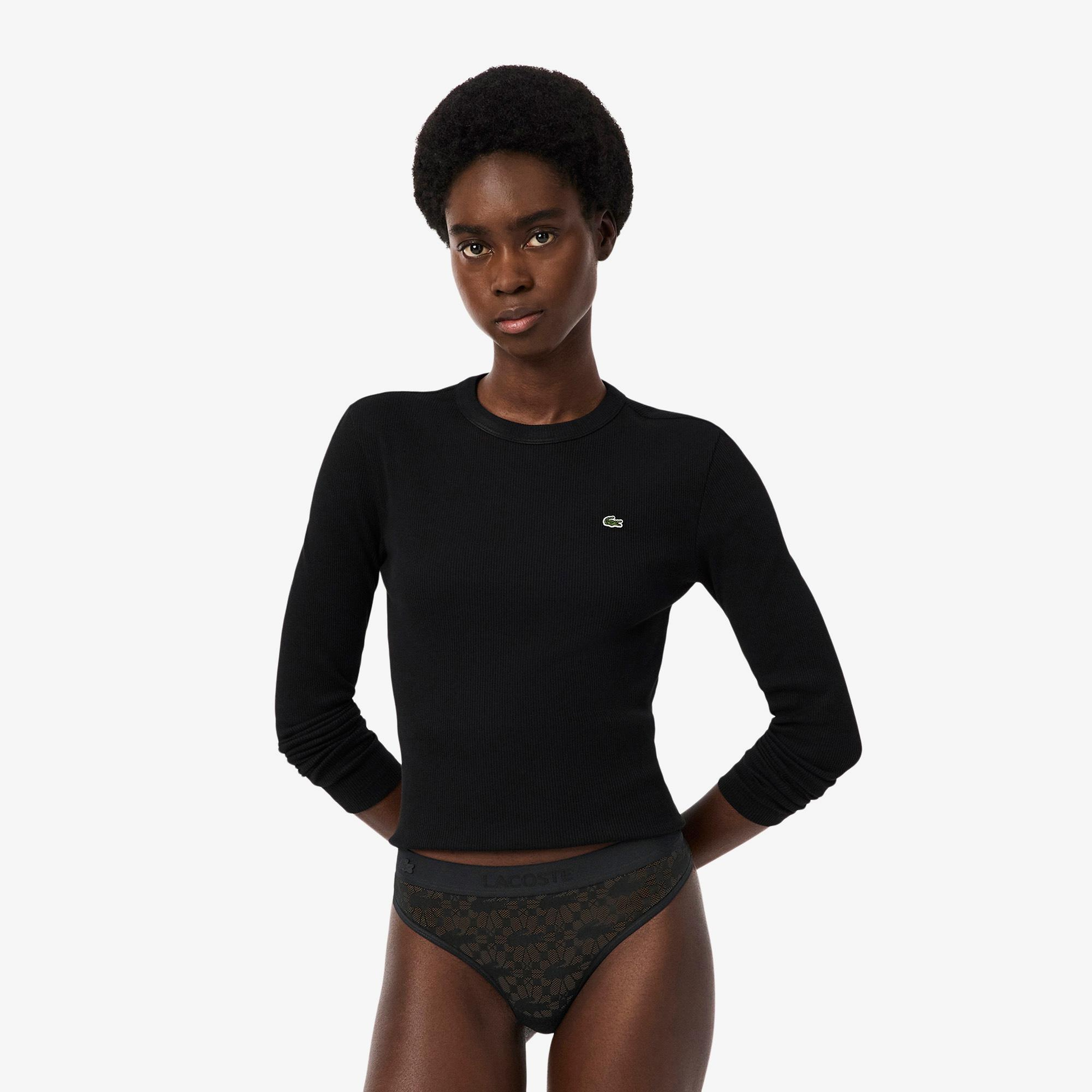 Lacoste Kadın Desenli Siyah Külot