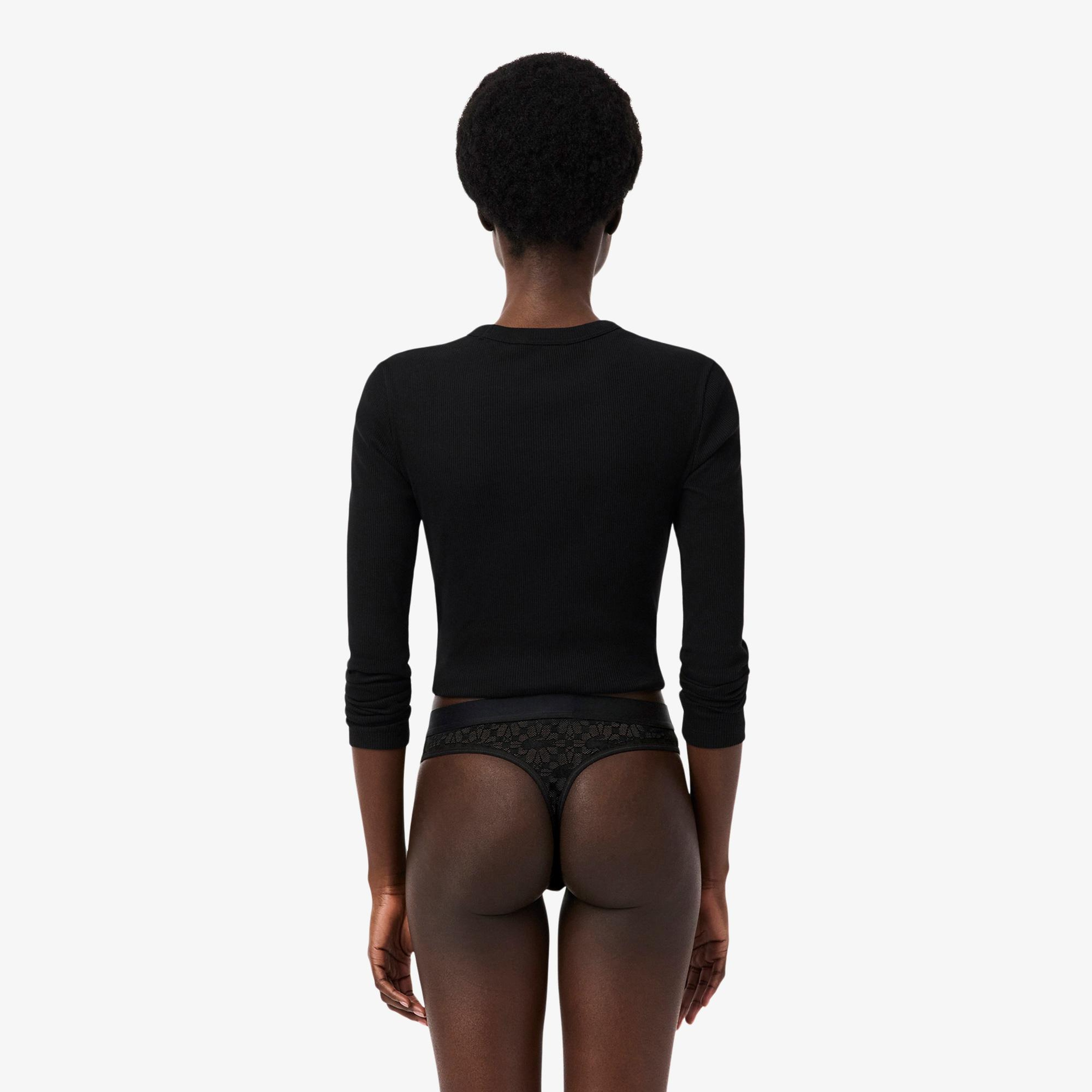 Lacoste Kadın Desenli Siyah Külot