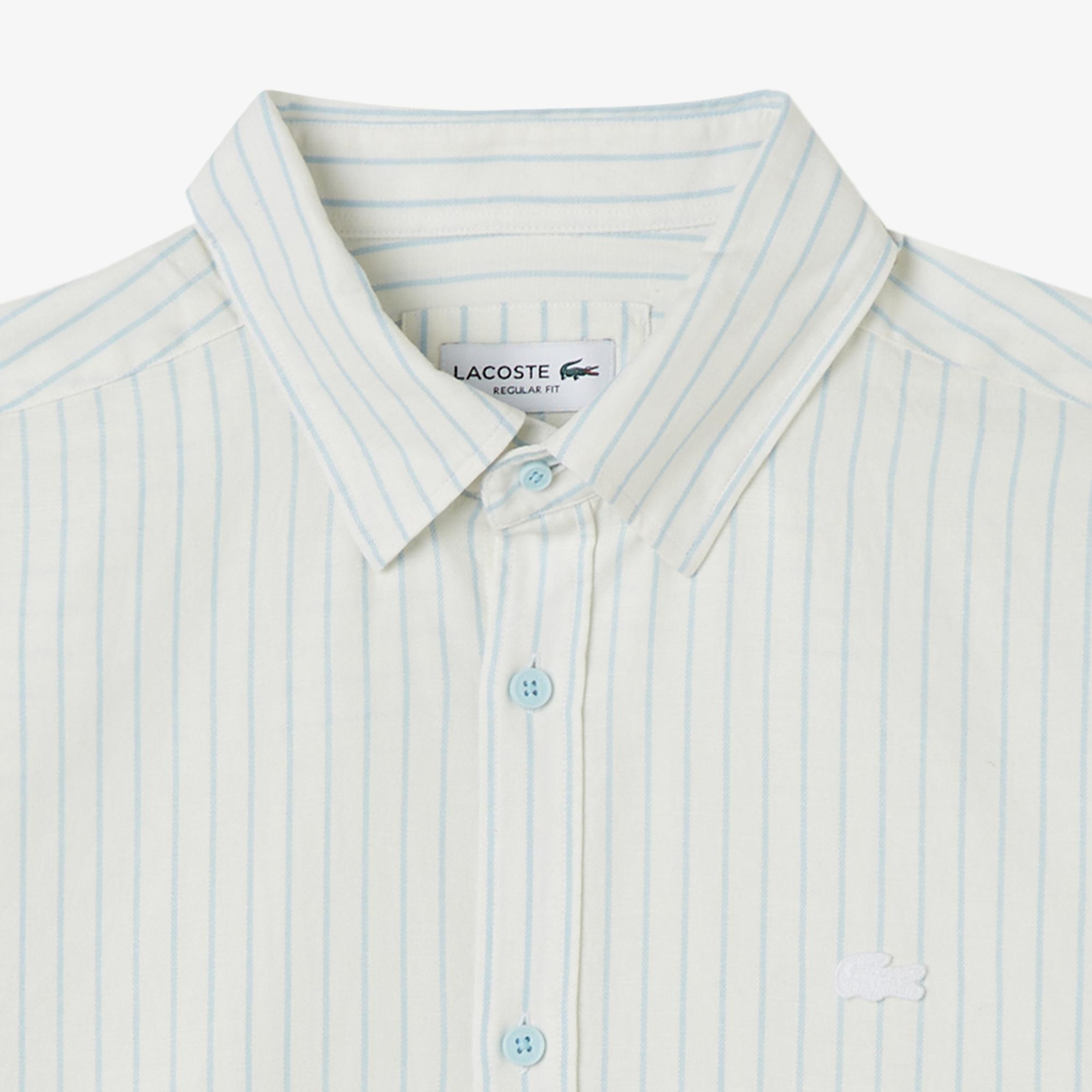 Lacoste Erkek Reguar Fit Çizgili Beyaz Gömlek