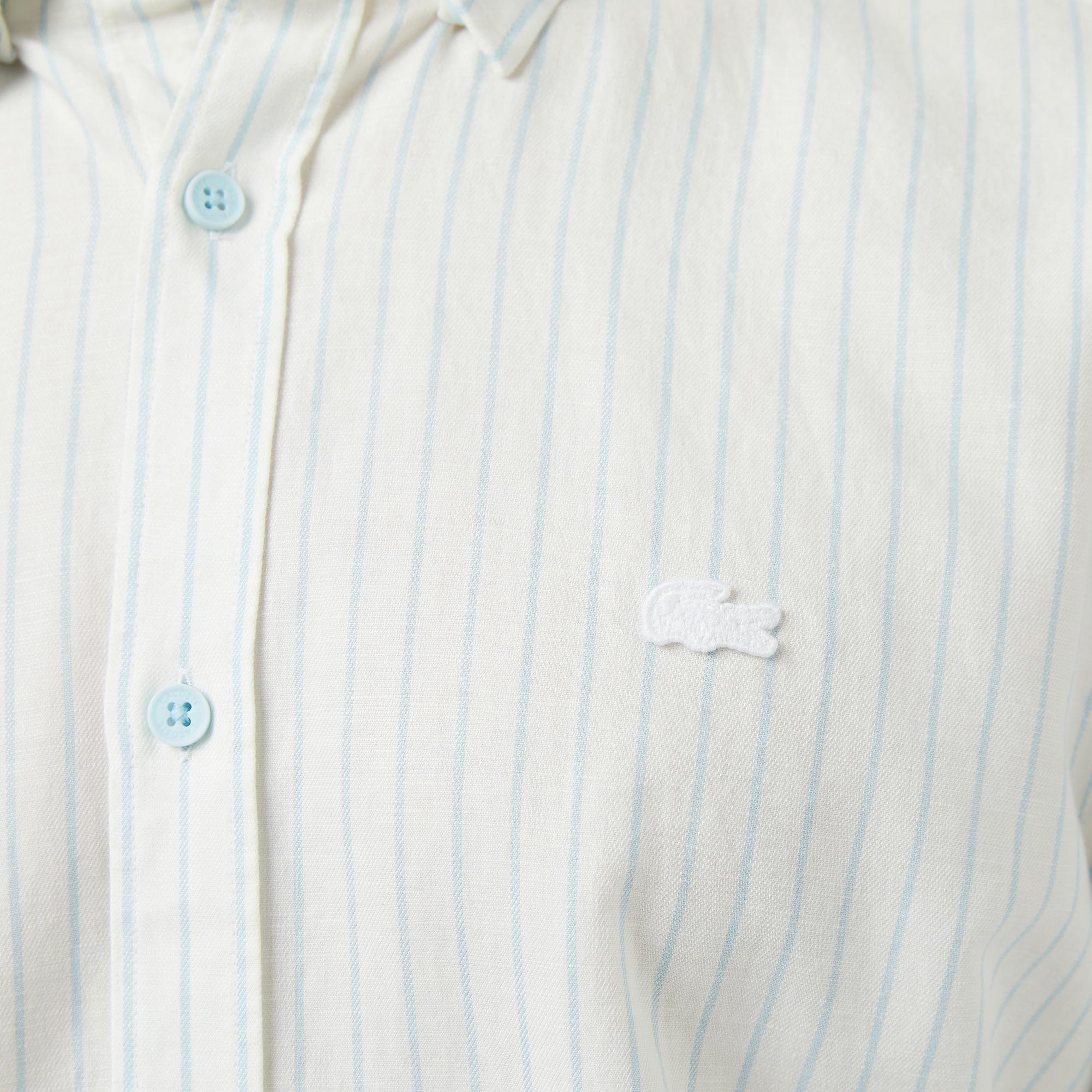 Lacoste Erkek Reguar Fit Çizgili Beyaz Gömlek