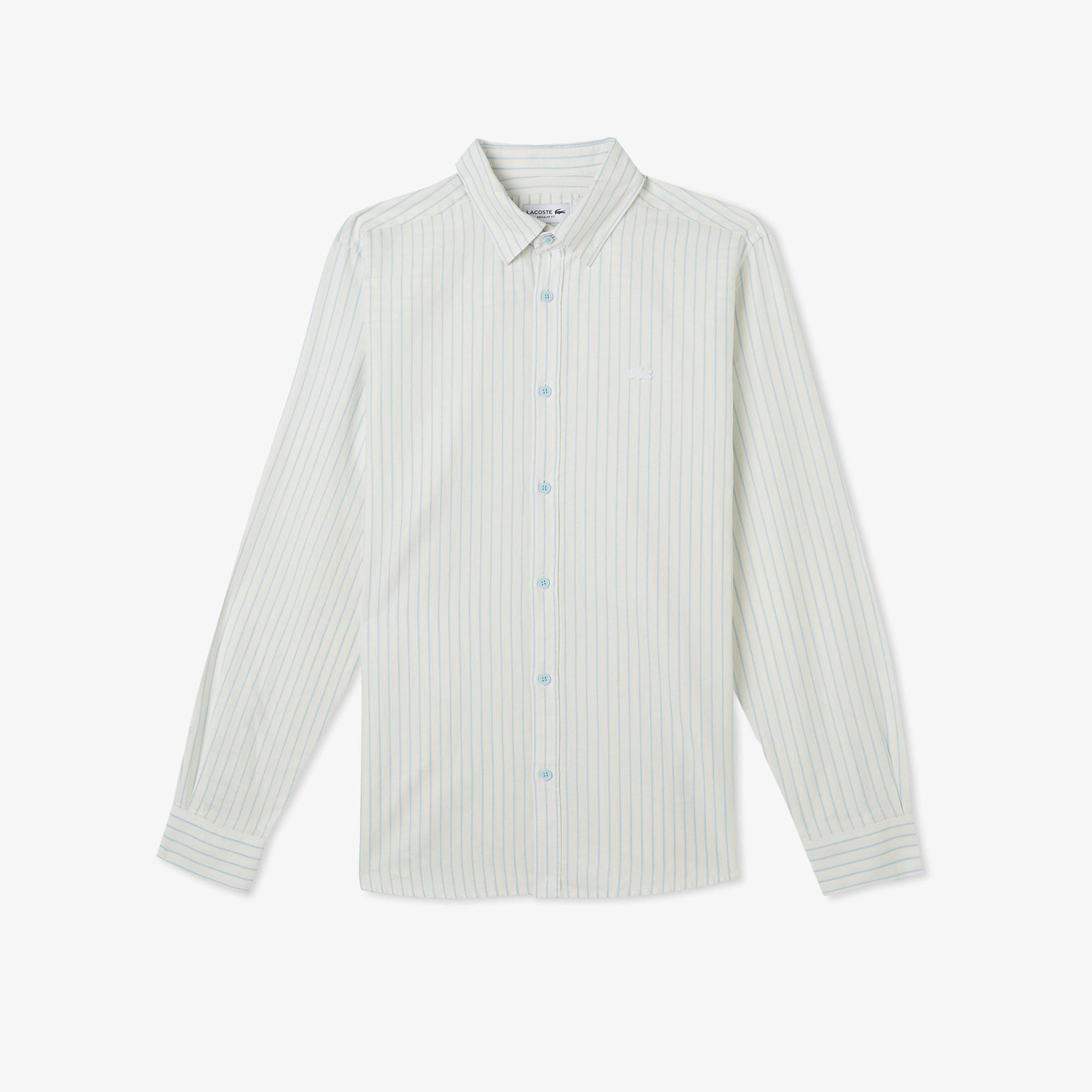 Lacoste Erkek Reguar Fit Çizgili Beyaz Gömlek